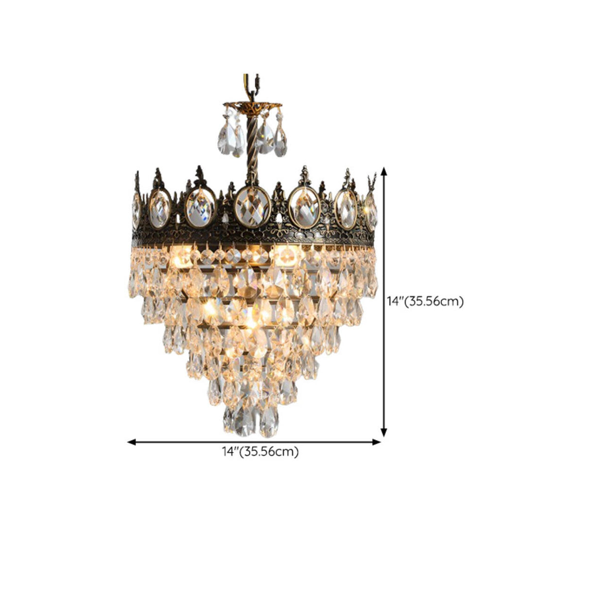 Baroque Tiered Crown Crystal Droplets Chandelier