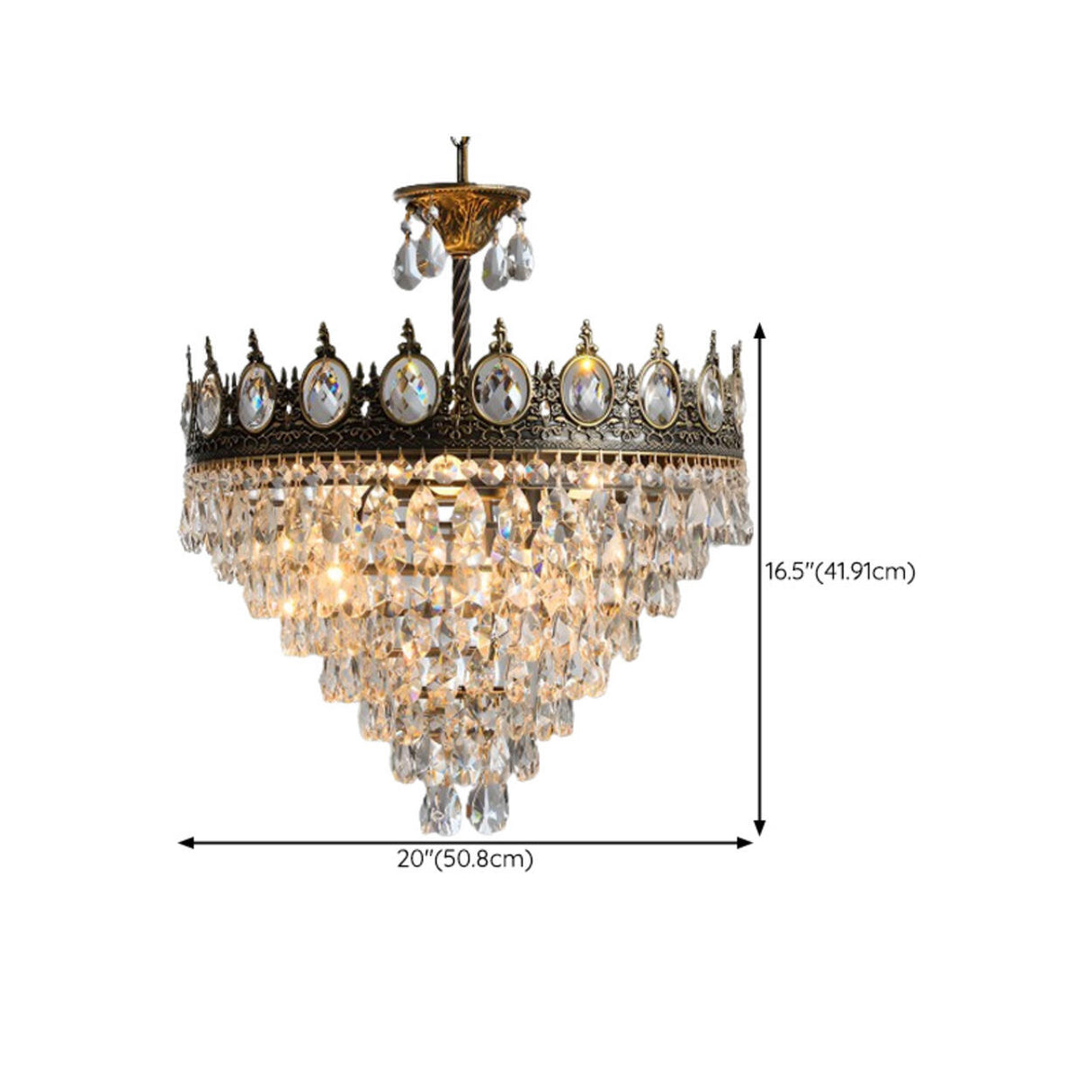 Baroque Tiered Crown Crystal Droplets Chandelier Image - 14