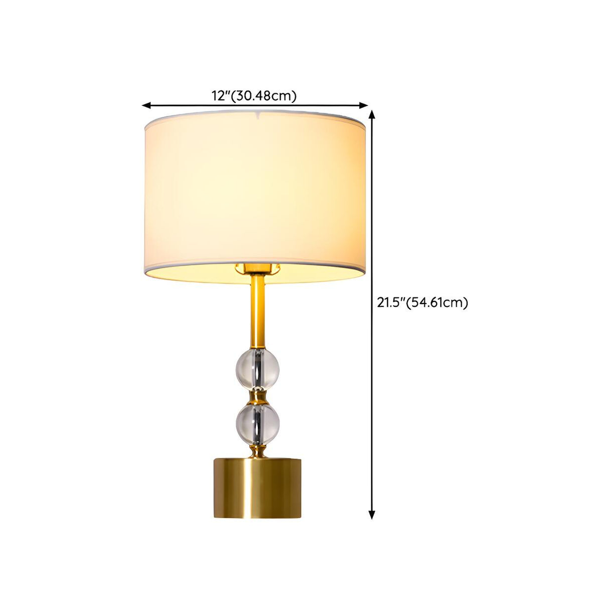 Barrel-Shaped Spherical Clear Crystal Column Table Lamp