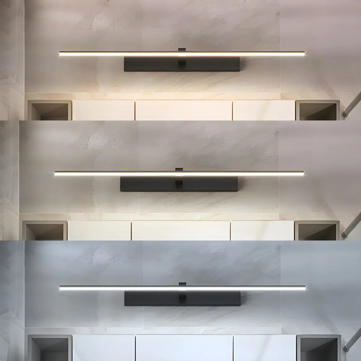 Bathroom Minimalist LED Strip Metal Wall Vanity Light Image - 14