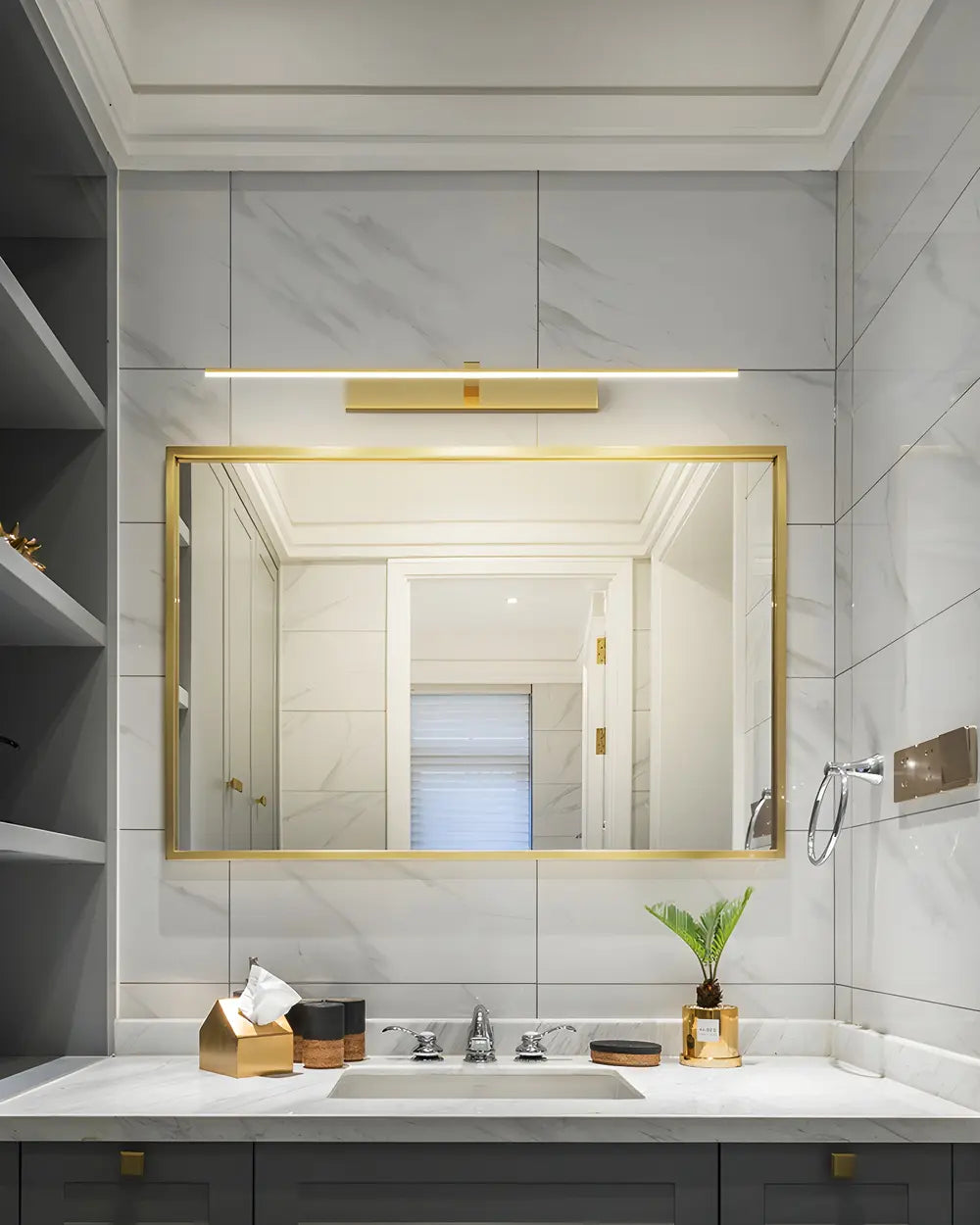 Bathroom Minimalist LED Strip Metal Wall Vanity Light Image - 26