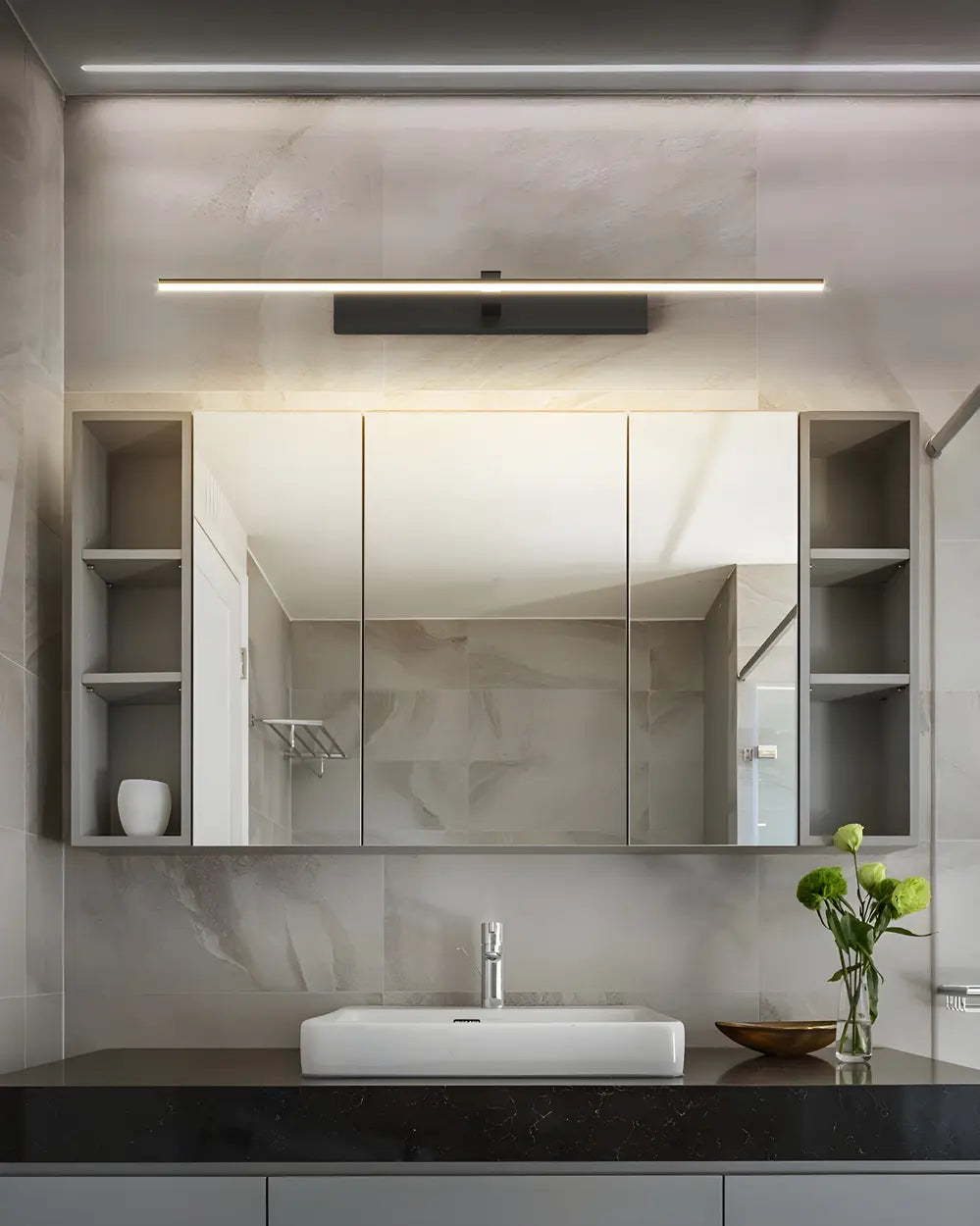 Bathroom Minimalist LED Strip Metal Wall Vanity Light Image - 27