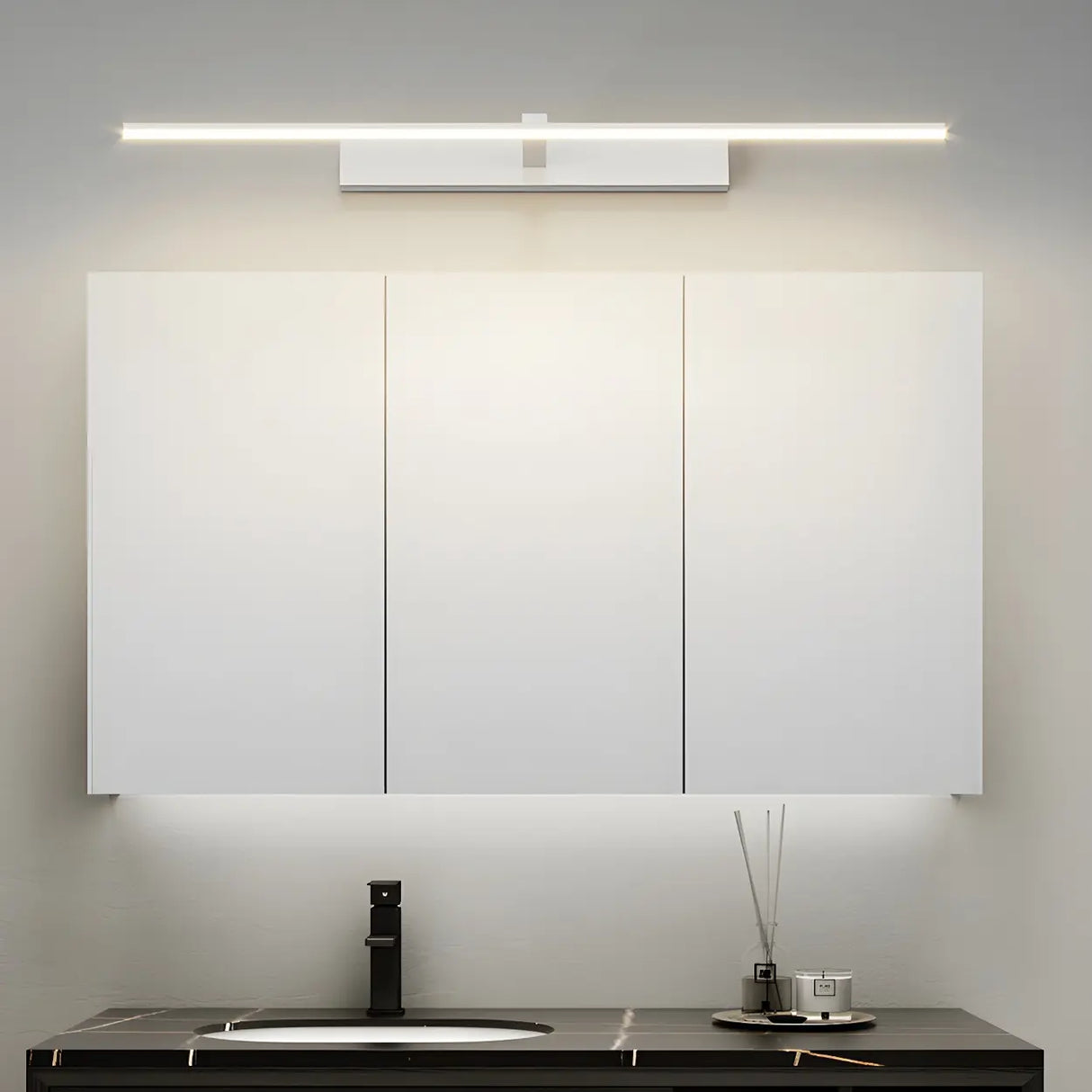 Bathroom Minimalist LED Strip Metal Wall Vanity Light Image - 5