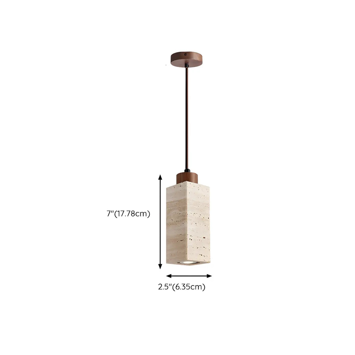 Bedroom Adjustable Brown Stone Geometric Pendant Light Image - 15