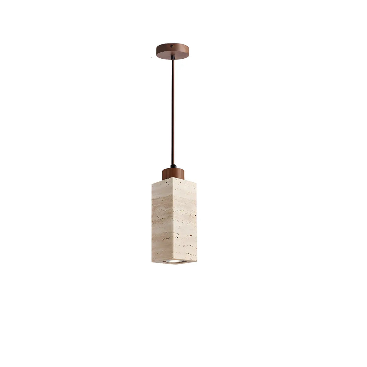 Bedroom Adjustable Brown Stone Geometric Pendant Light Image - 6