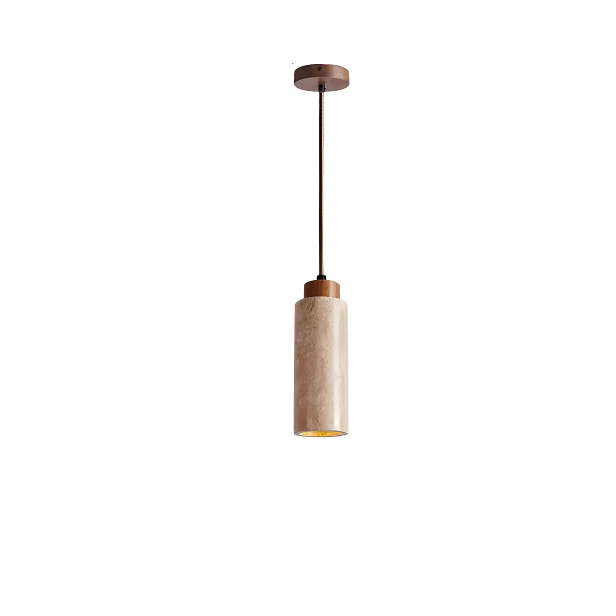 Bedroom Adjustable Brown Stone Geometric Pendant Light Image - 7