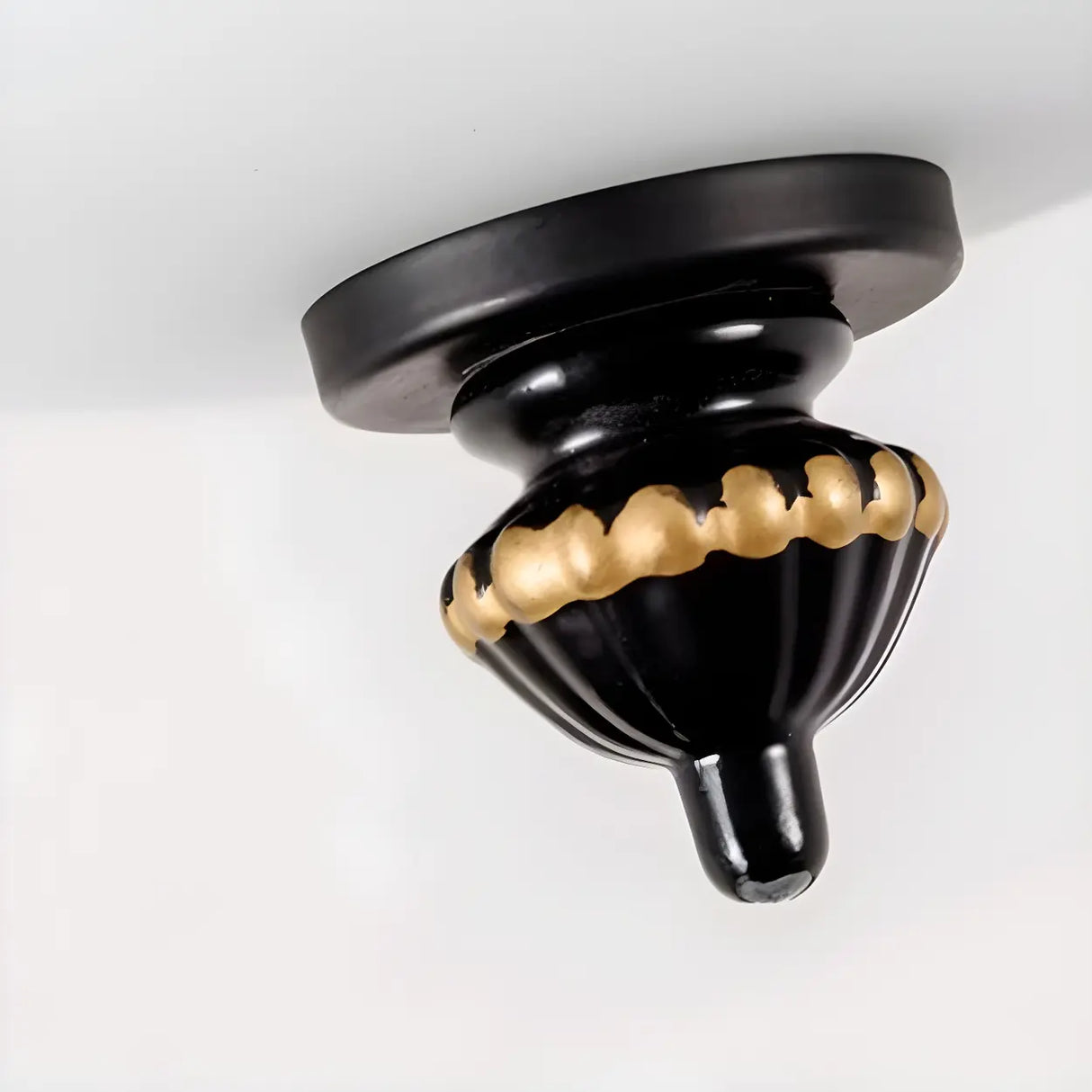 Bedroom Black Bowl-Shaped Glass Flush Mount Light Image - 12