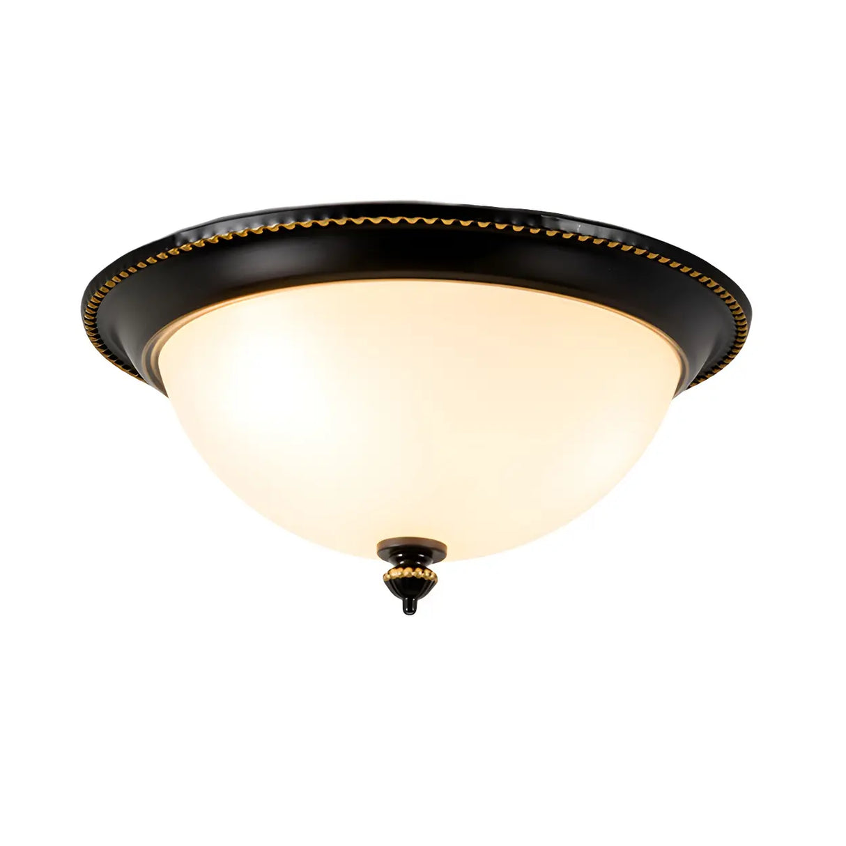 Bedroom Black Bowl-Shaped Glass Flush Mount Light Image - 7