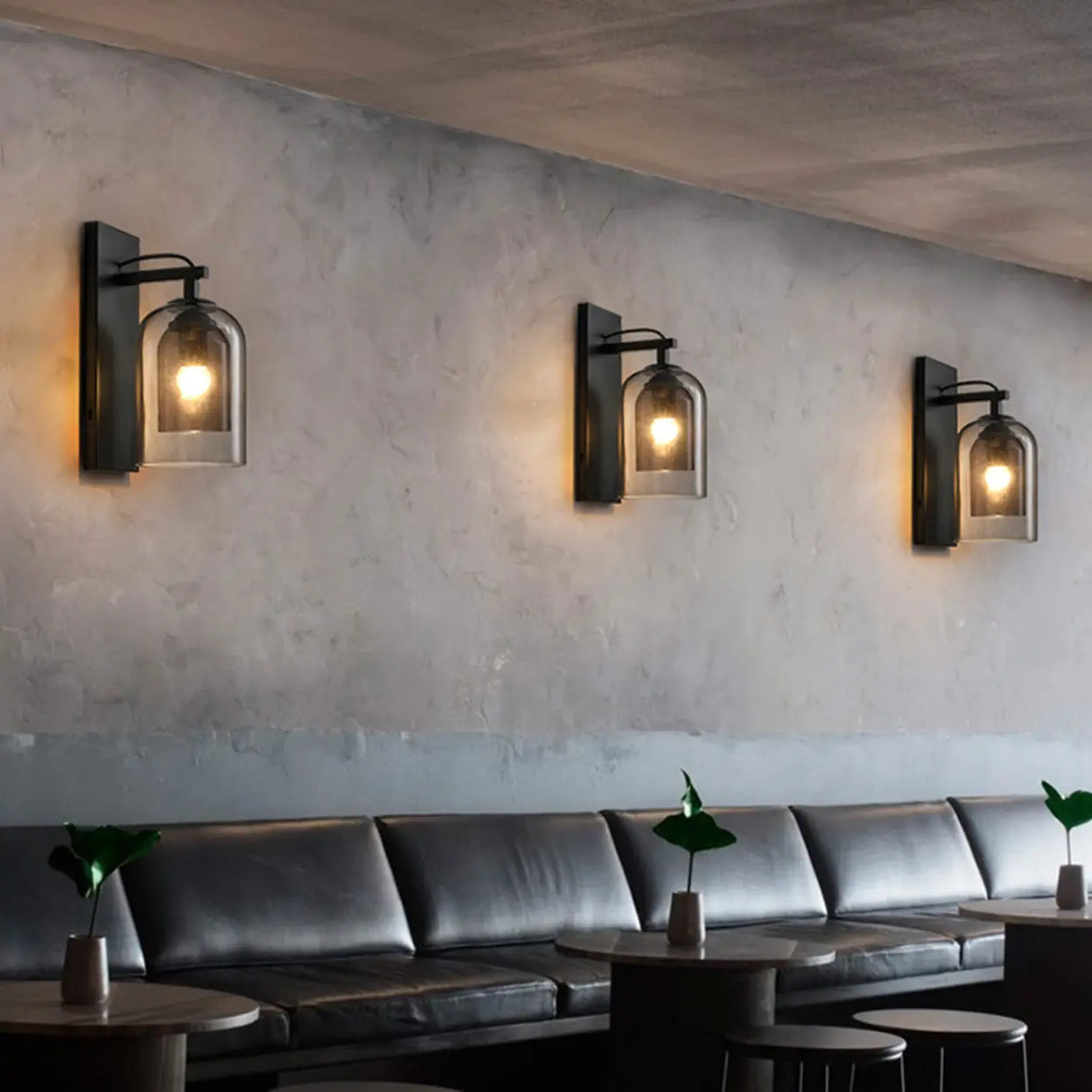 Bedroom Clear Cylinder Glass Modern Black Vanity Light Image - 14