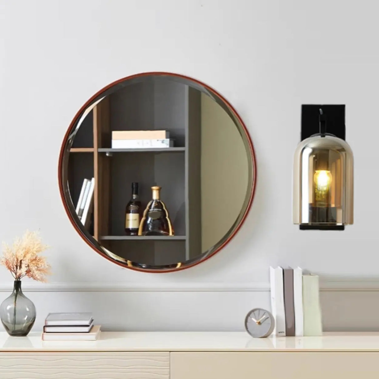 Bedroom Clear Cylinder Glass Modern Black Vanity Light Image - 16