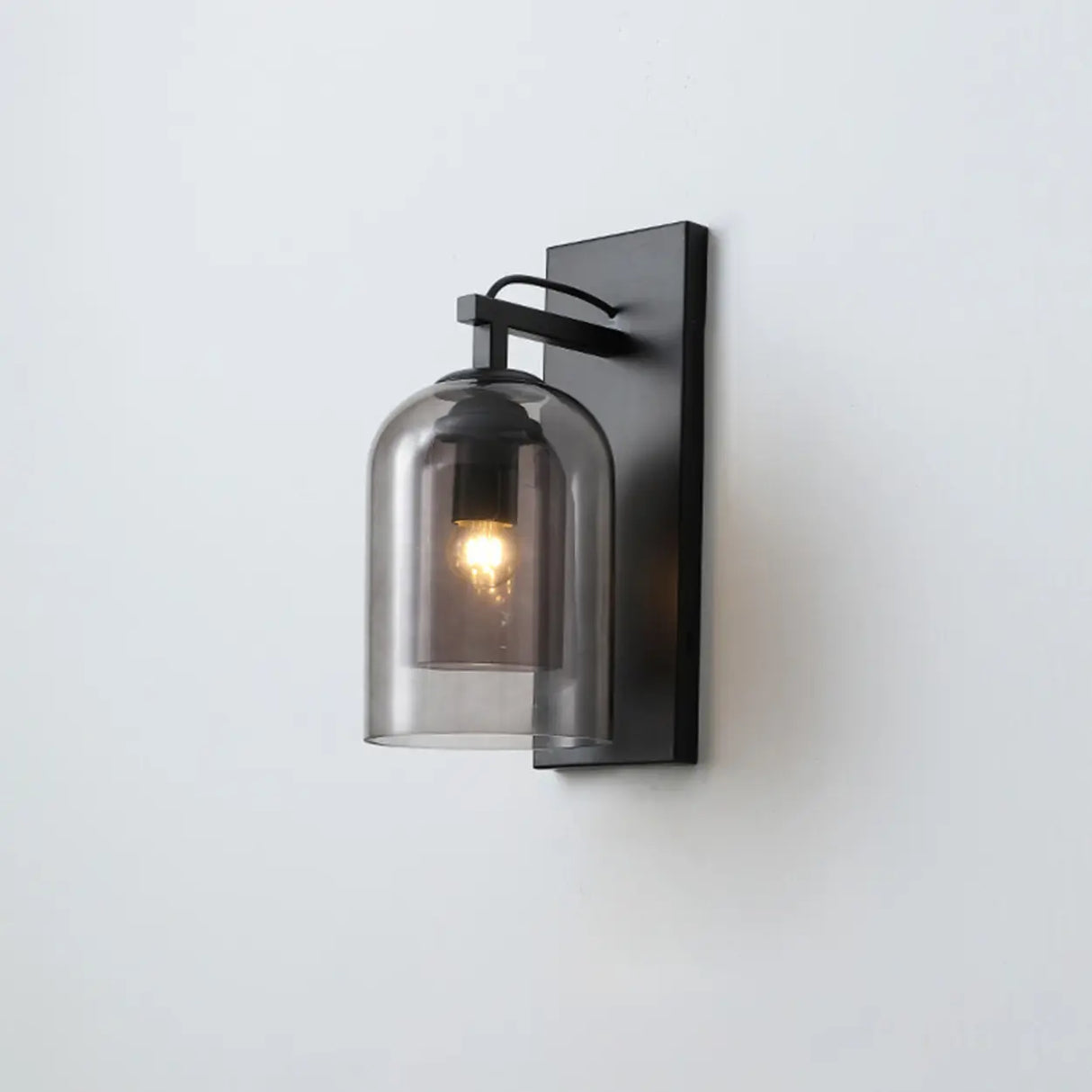 Bedroom Clear Cylinder Glass Modern Black Vanity Light Image - 1