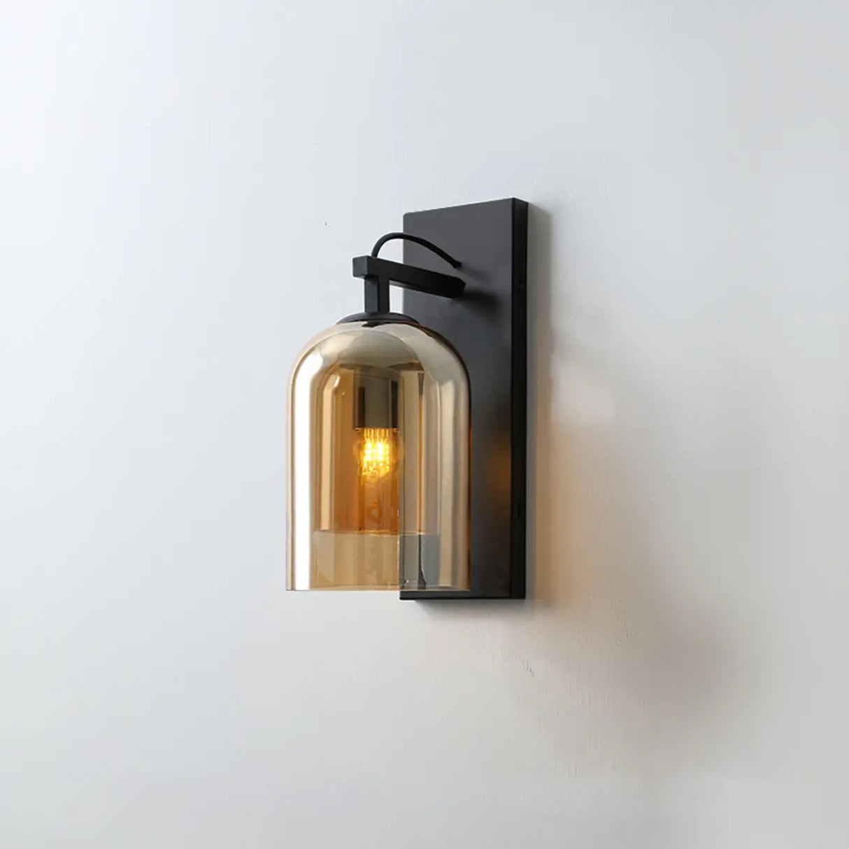 Bedroom Clear Cylinder Glass Modern Black Vanity Light Image - 2