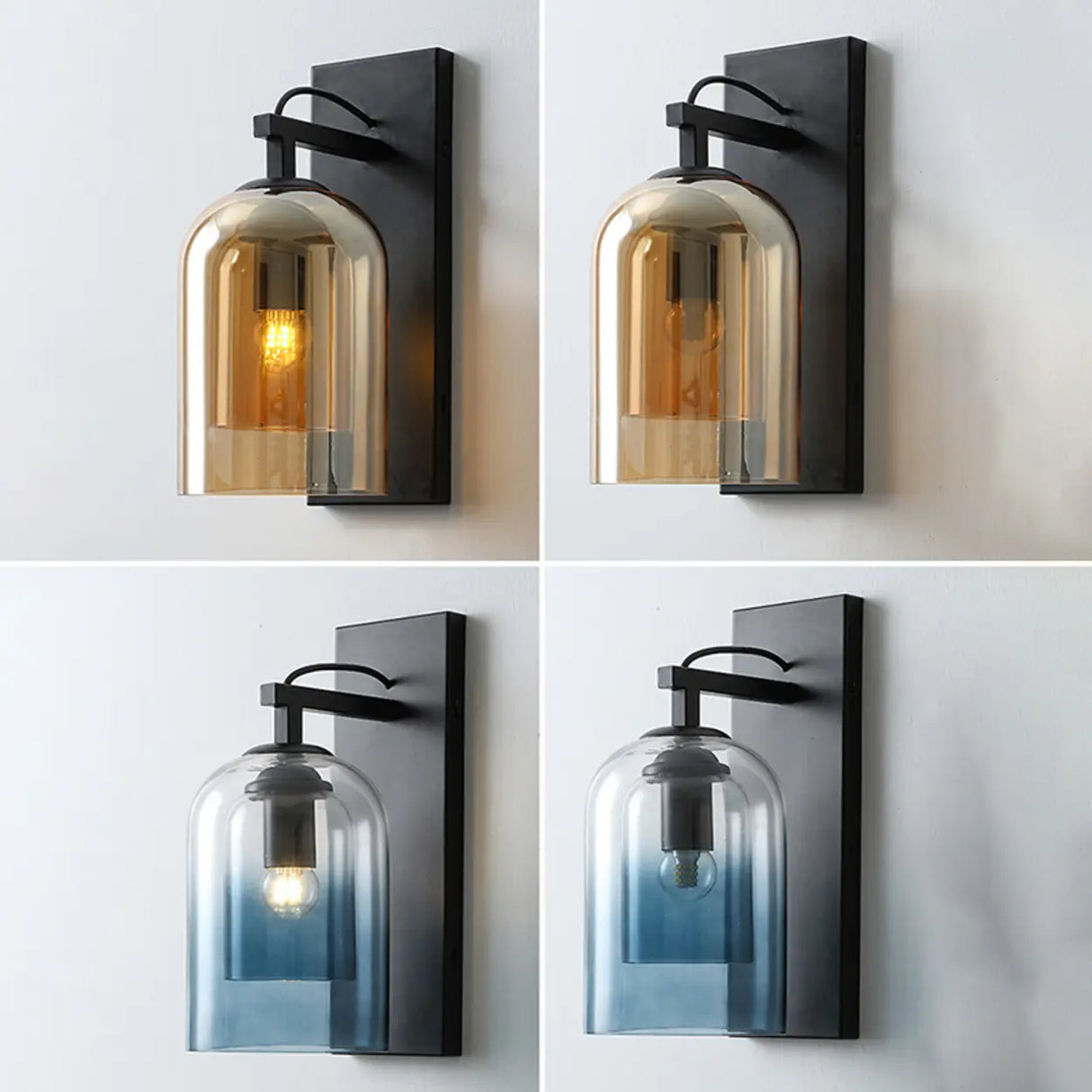 Bedroom Clear Cylinder Glass Modern Black Vanity Light Image - 7