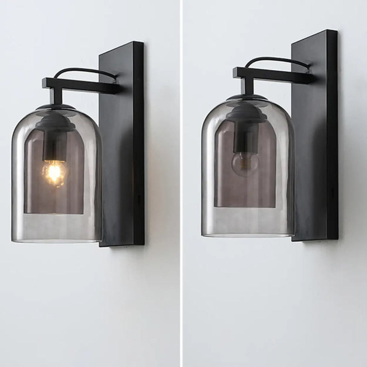 Bedroom Clear Cylinder Glass Modern Black Vanity Light Image - 8