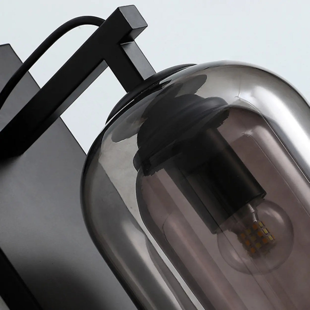 Bedroom Clear Cylinder Glass Modern Black Vanity Light Image - 10