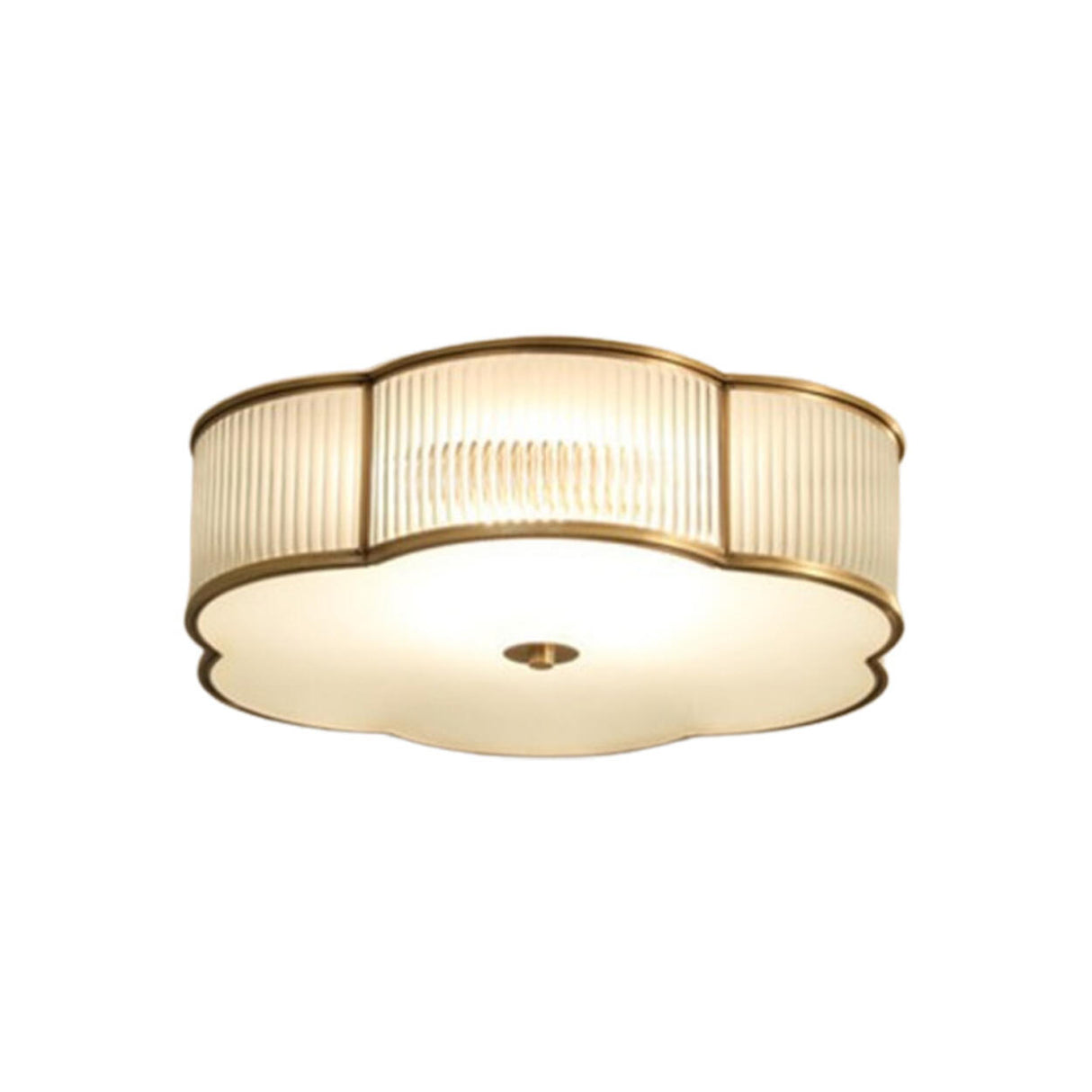 Bedroom Colonial Gold Flower Drum Flush Mount Light Image - 9