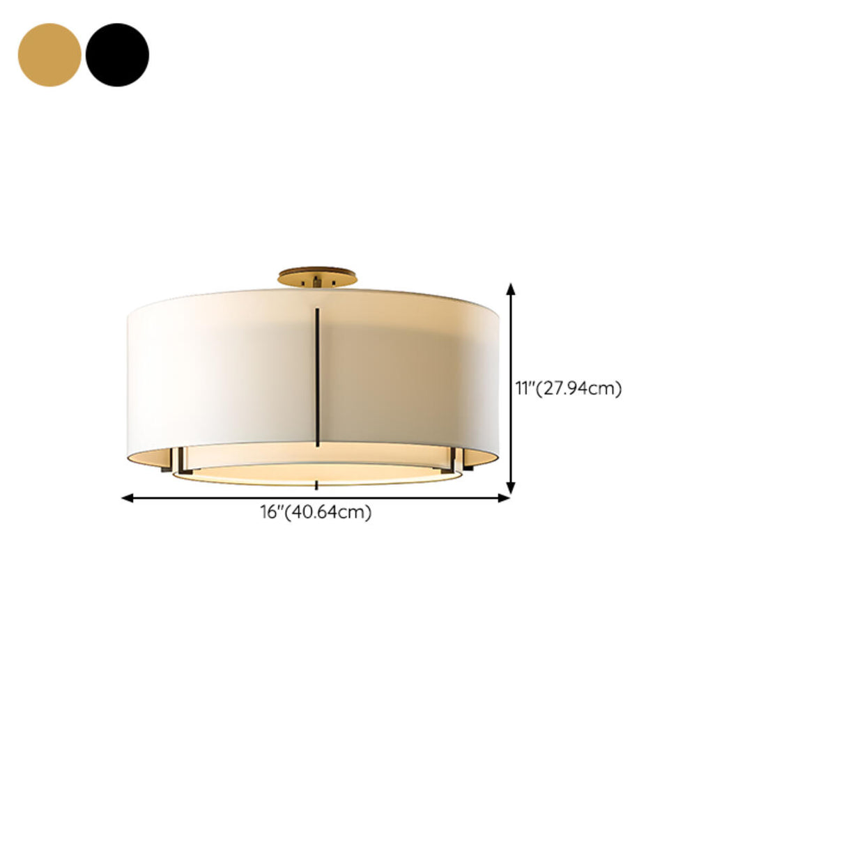 Bedroom Cylinder Textured Fabric Semi-Flush Mount Light