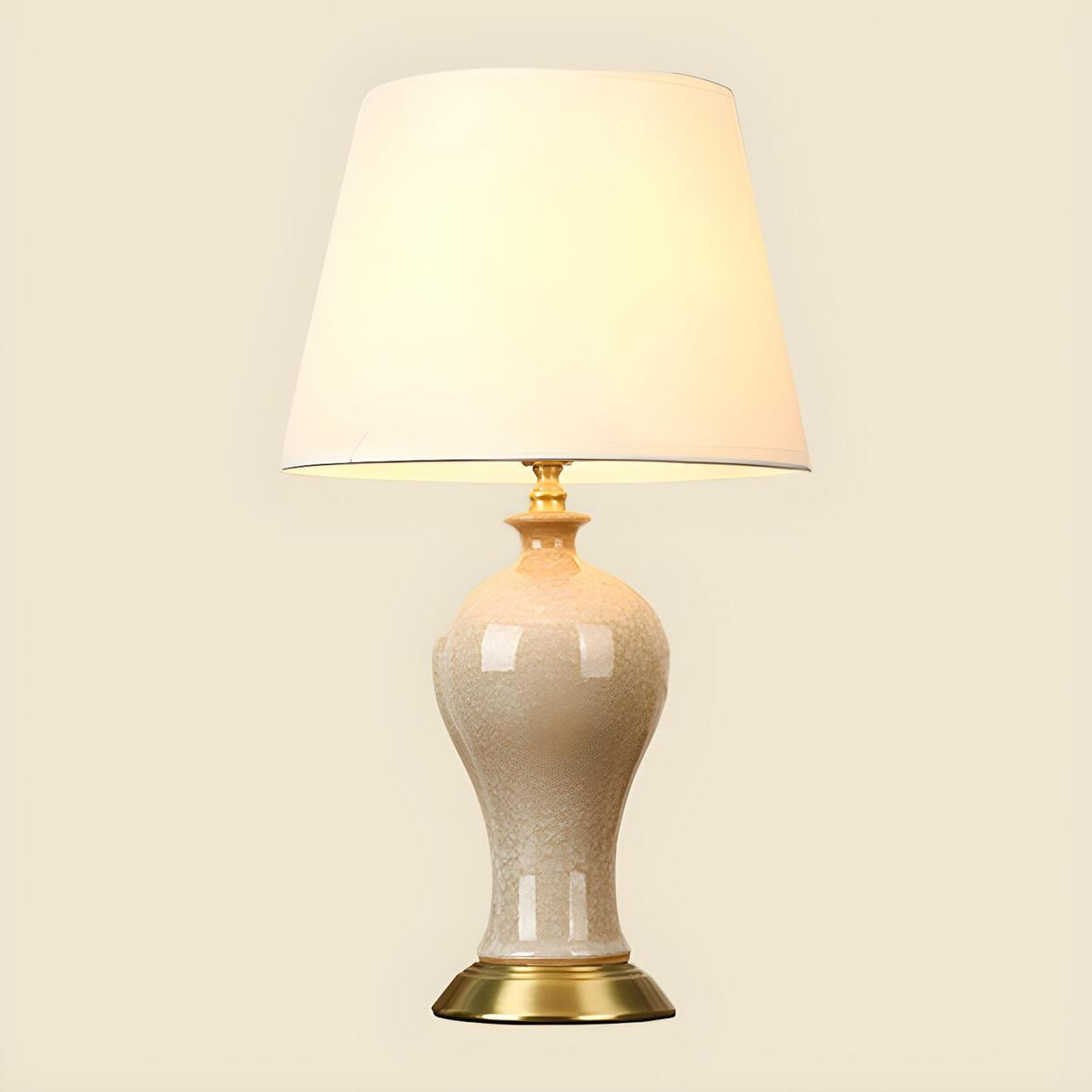 Bedroom Elegant Ceramic Fabric Barrel Shade Table Lamp Image - 10