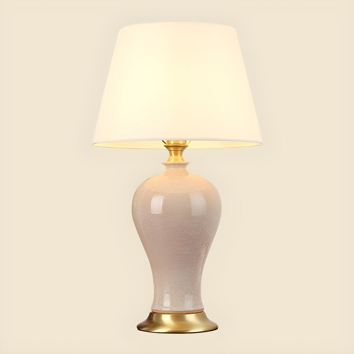 Bedroom Elegant Ceramic Fabric Barrel Shade Table Lamp Image - 11