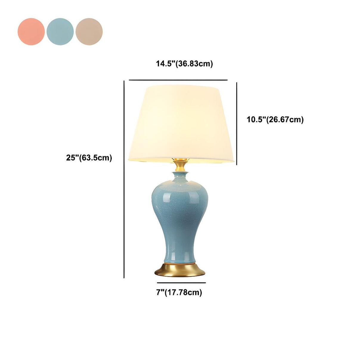 Bedroom Elegant Ceramic Fabric Barrel Shade Table Lamp Image - 16