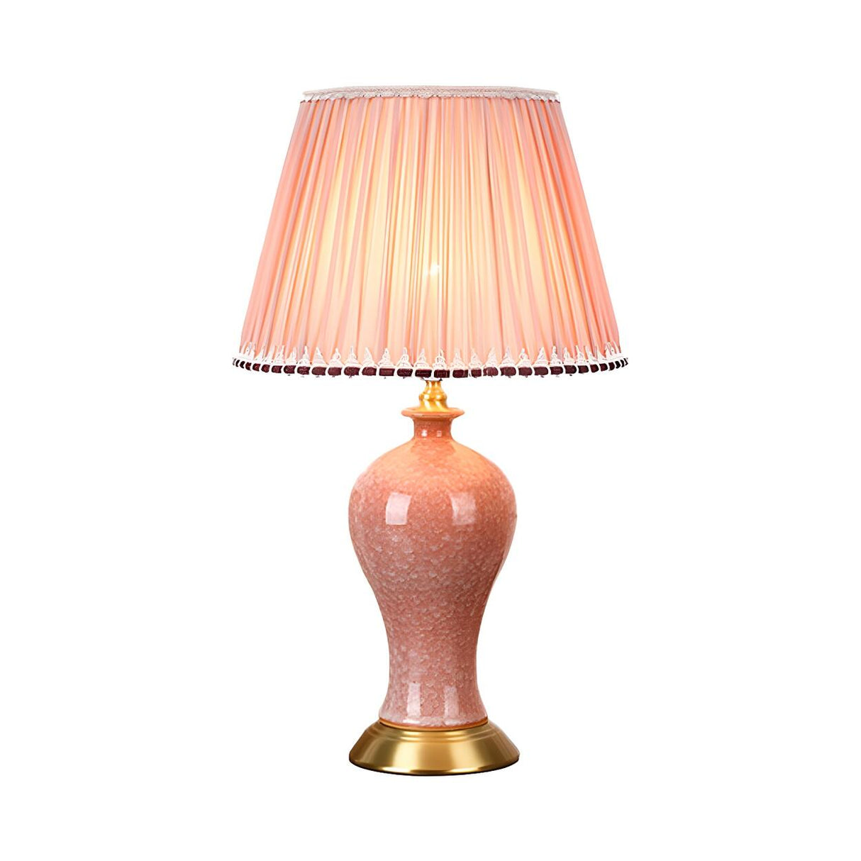 Bedroom Elegant Ceramic Fabric Barrel Shade Table Lamp Image - 5