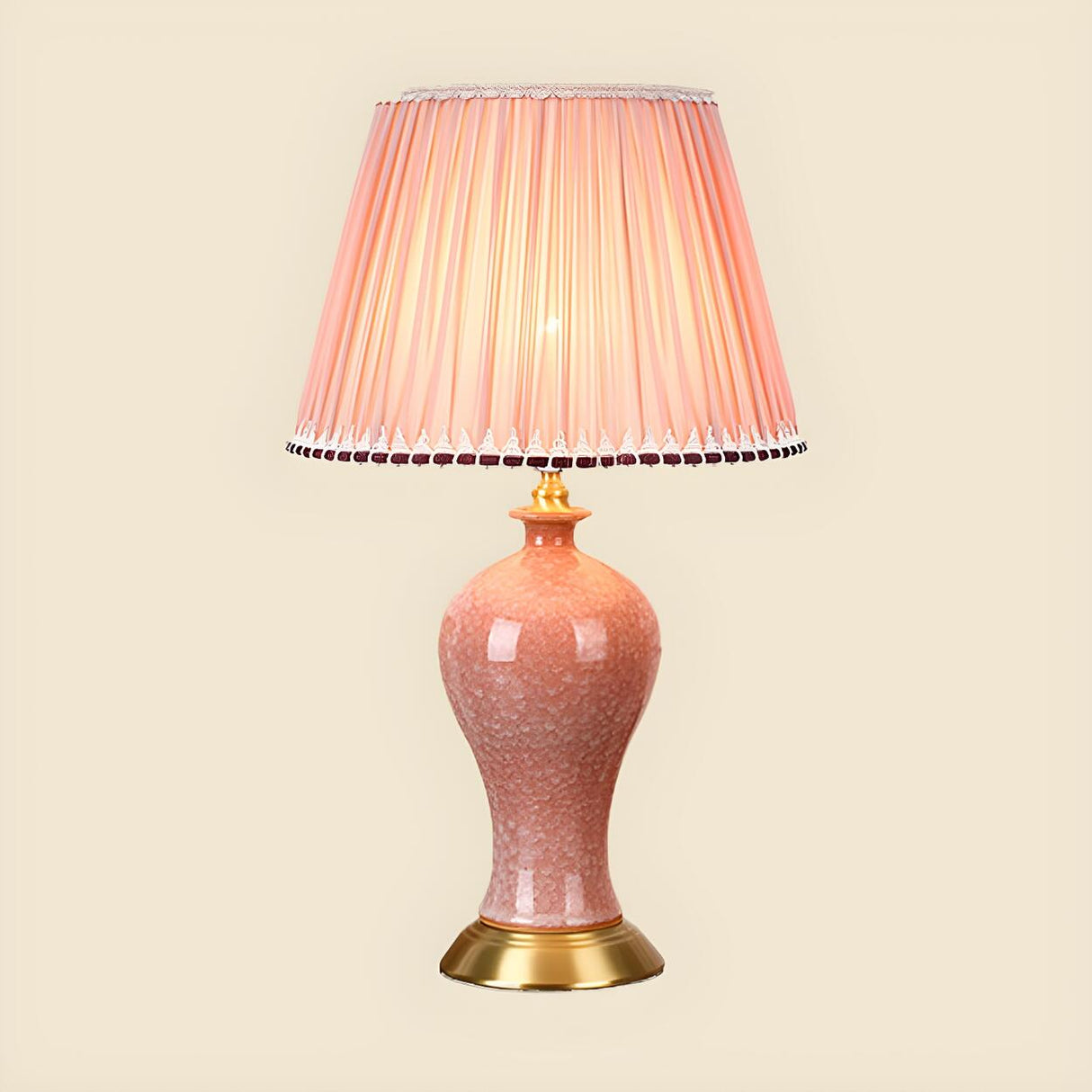 Bedroom Elegant Ceramic Fabric Barrel Shade Table Lamp Image - 6
