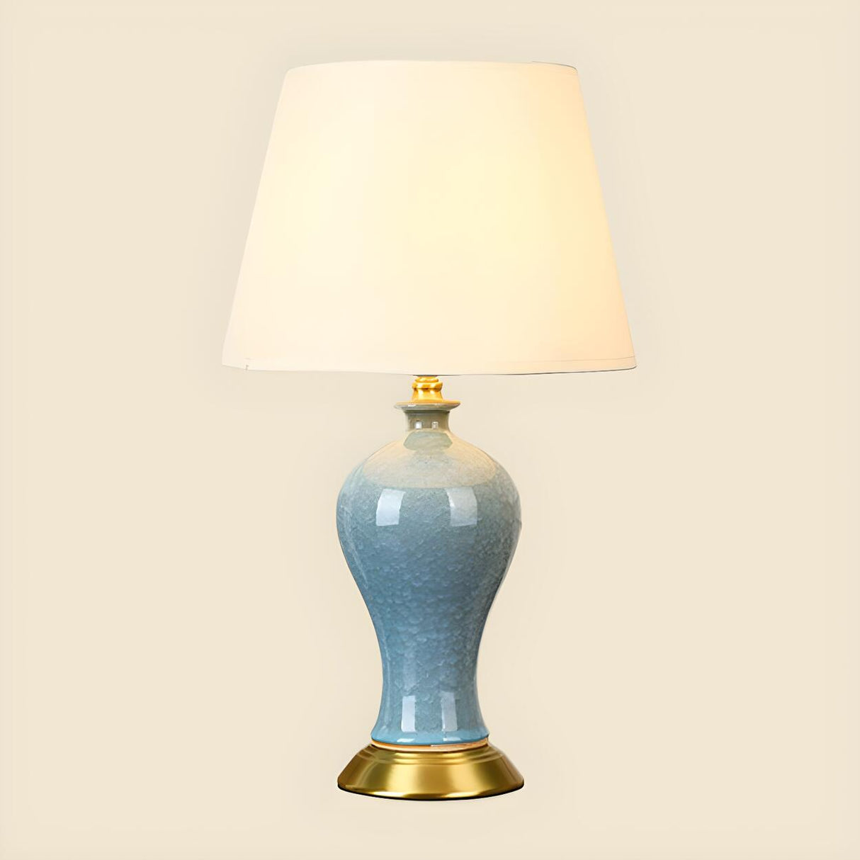 Bedroom Elegant Ceramic Fabric Barrel Shade Table Lamp Image - 8