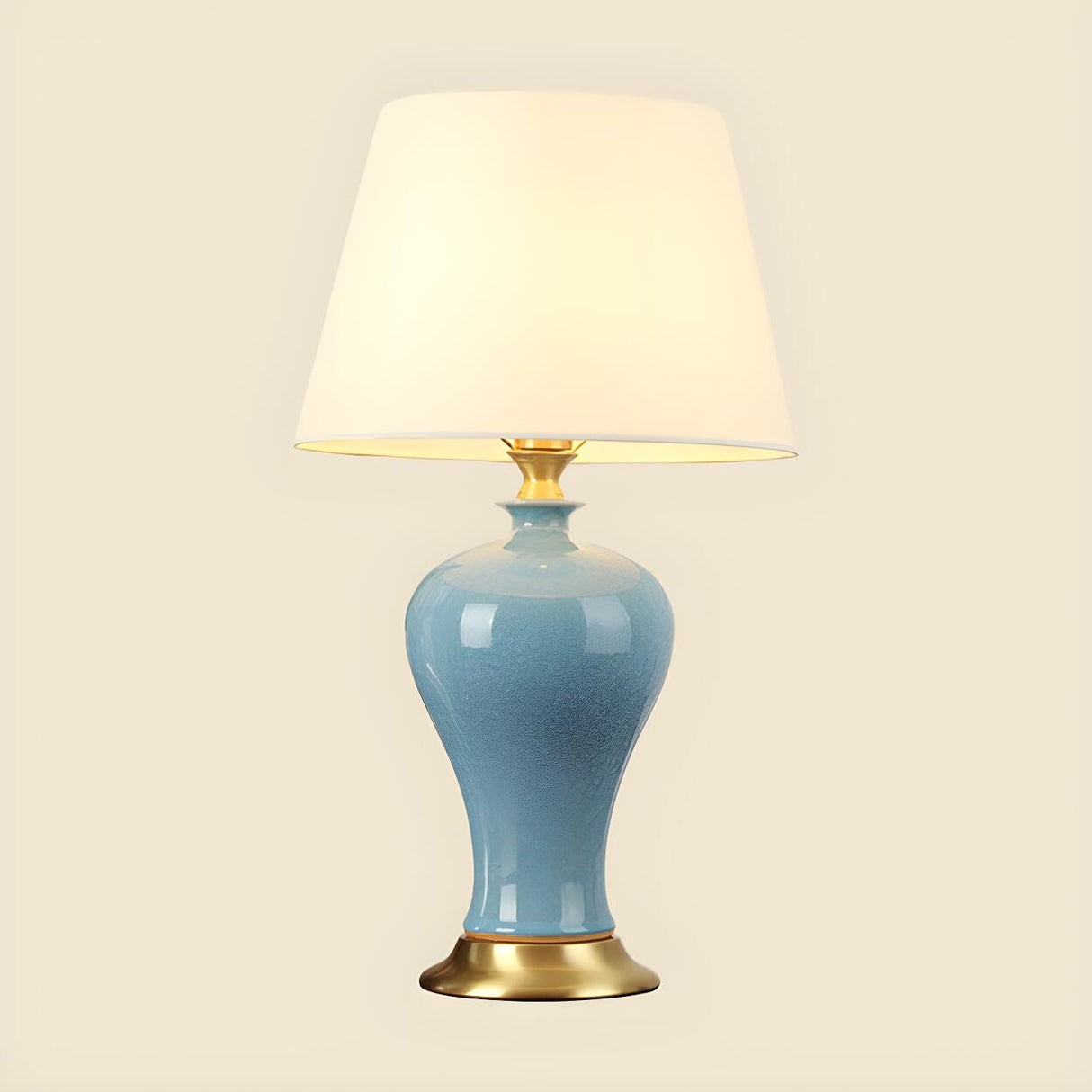 Bedroom Elegant Ceramic Fabric Barrel Shade Table Lamp Image - 9