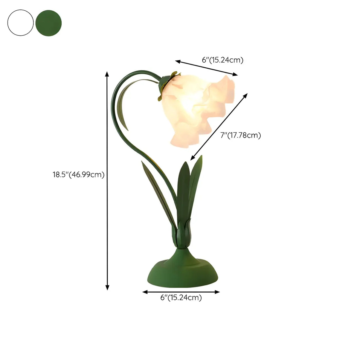 Bedroom Elegant Green Tulip Flower Glass Table Lamp