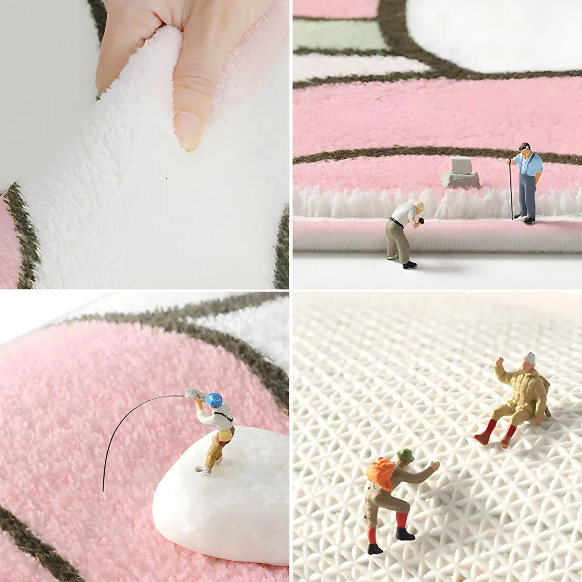 Bedroom Floral Wide Lamb Velvet Beige Non-slip Area Rug Image - 6