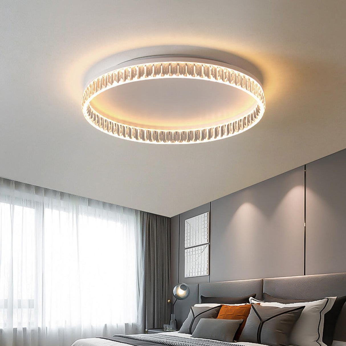 Bedroom Gold Circular LED Flush Mount Ceiling Light Image - 1