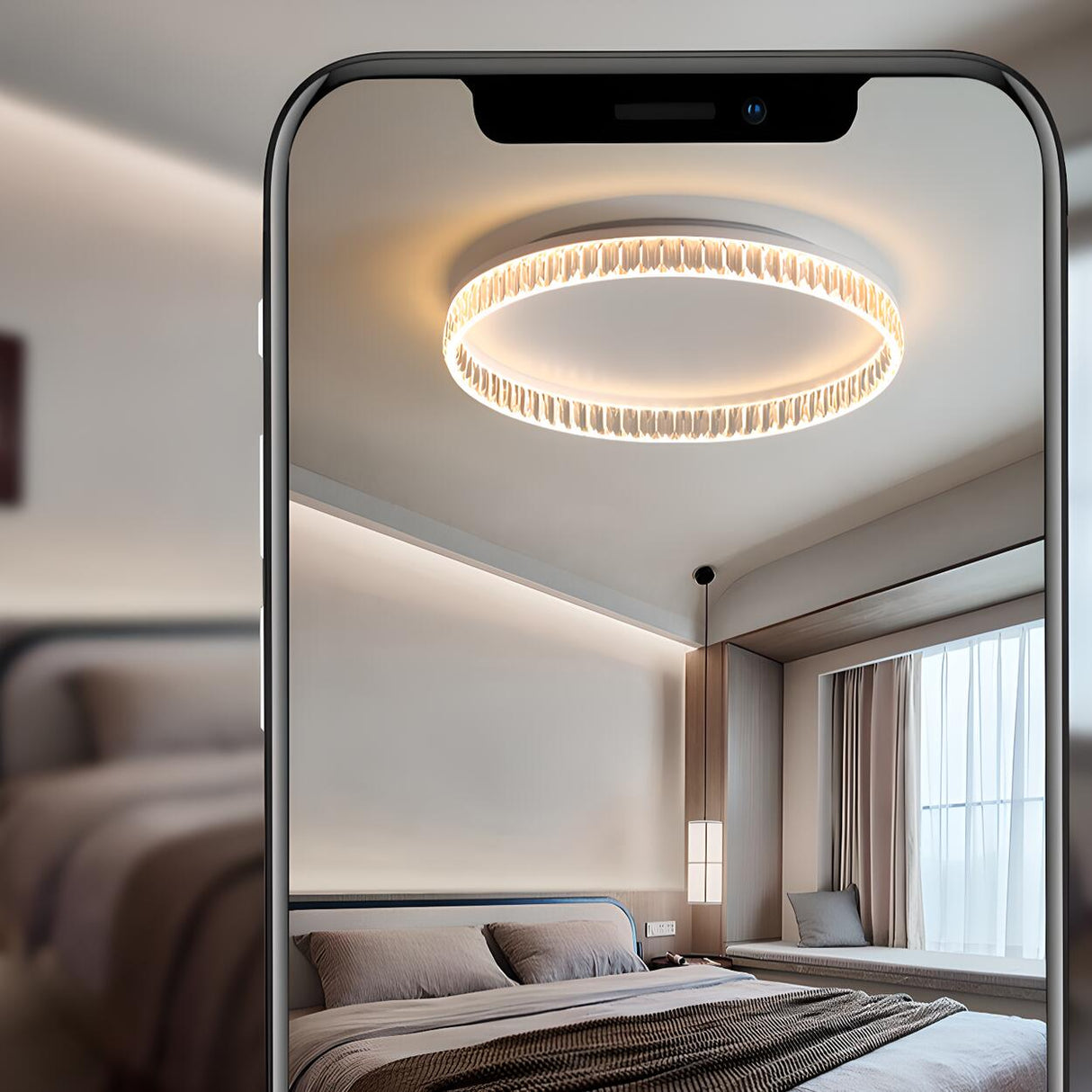 Bedroom Gold Circular LED Flush Mount Ceiling Light Image - 16