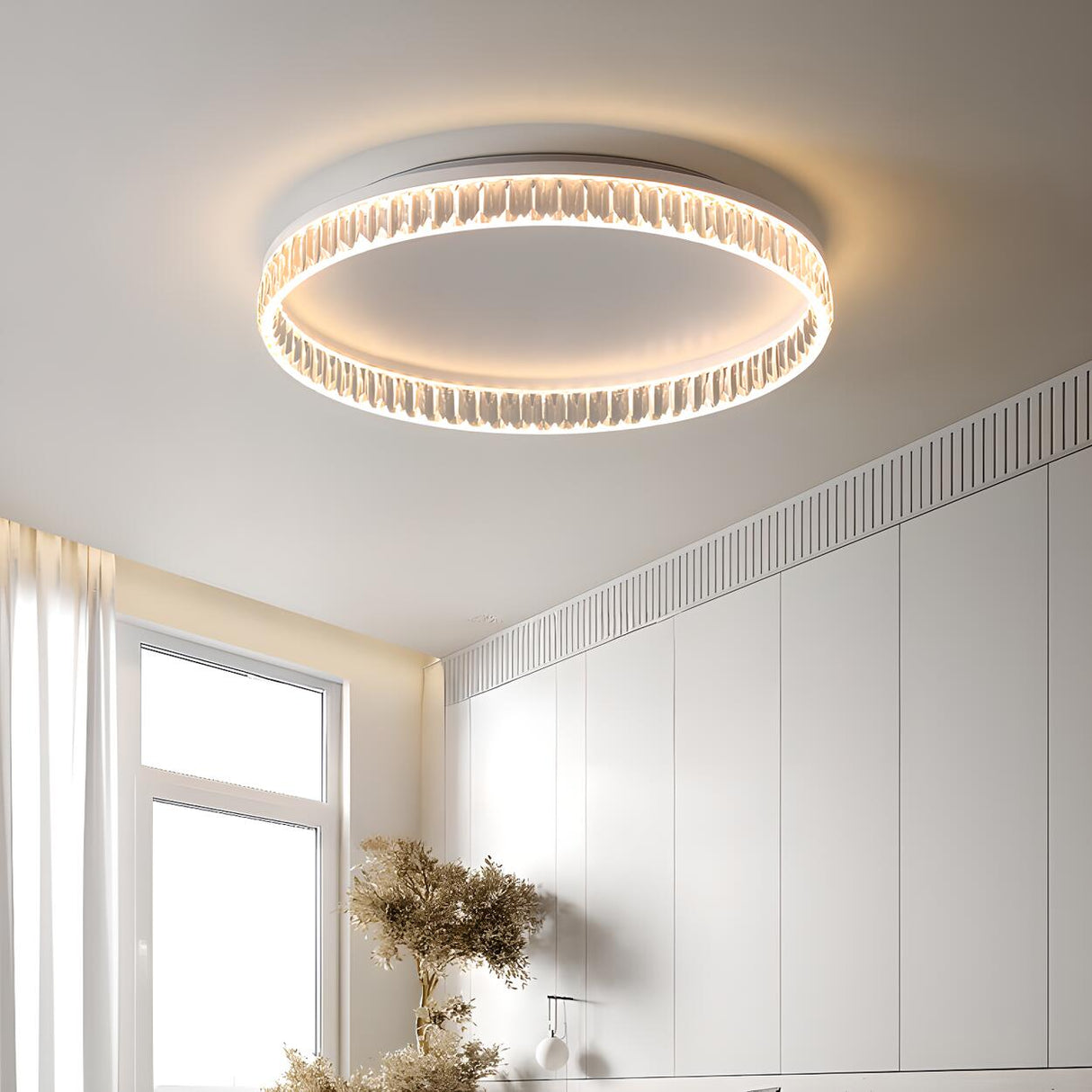 Bedroom Gold Circular LED Flush Mount Ceiling Light Image - 4