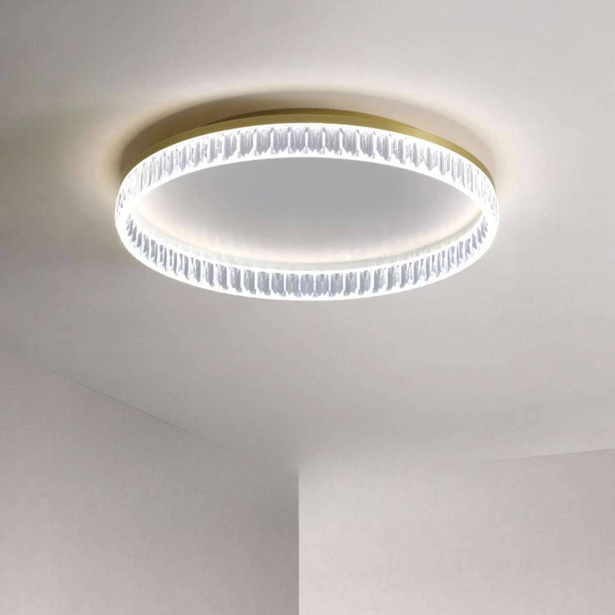 Bedroom Gold Circular LED Flush Mount Ceiling Light Image - 6