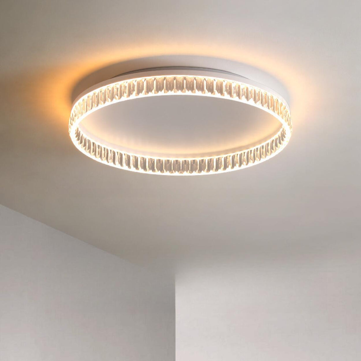 Bedroom Gold Circular LED Flush Mount Ceiling Light Image - 8