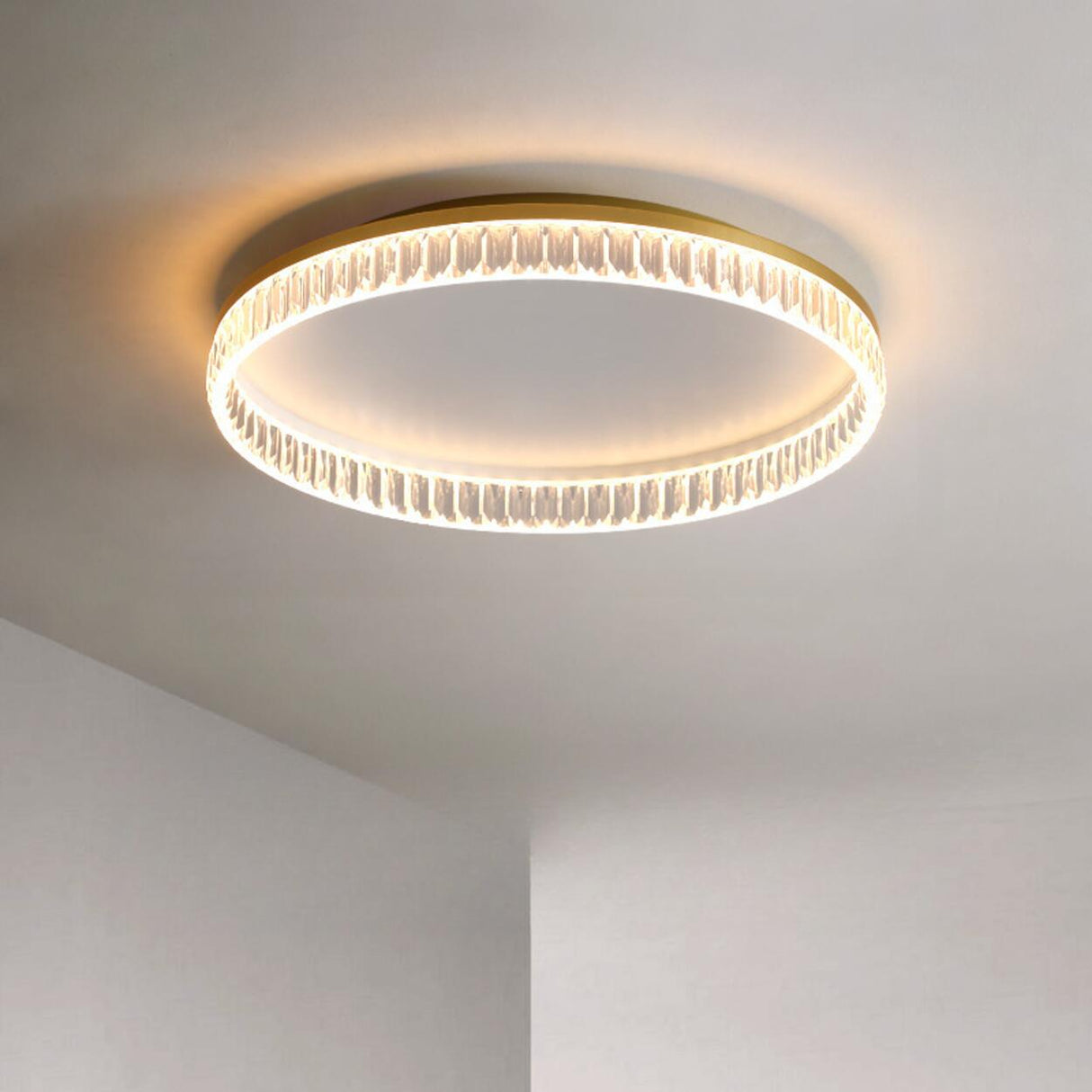 Bedroom Gold Circular LED Flush Mount Ceiling Light Image - 9