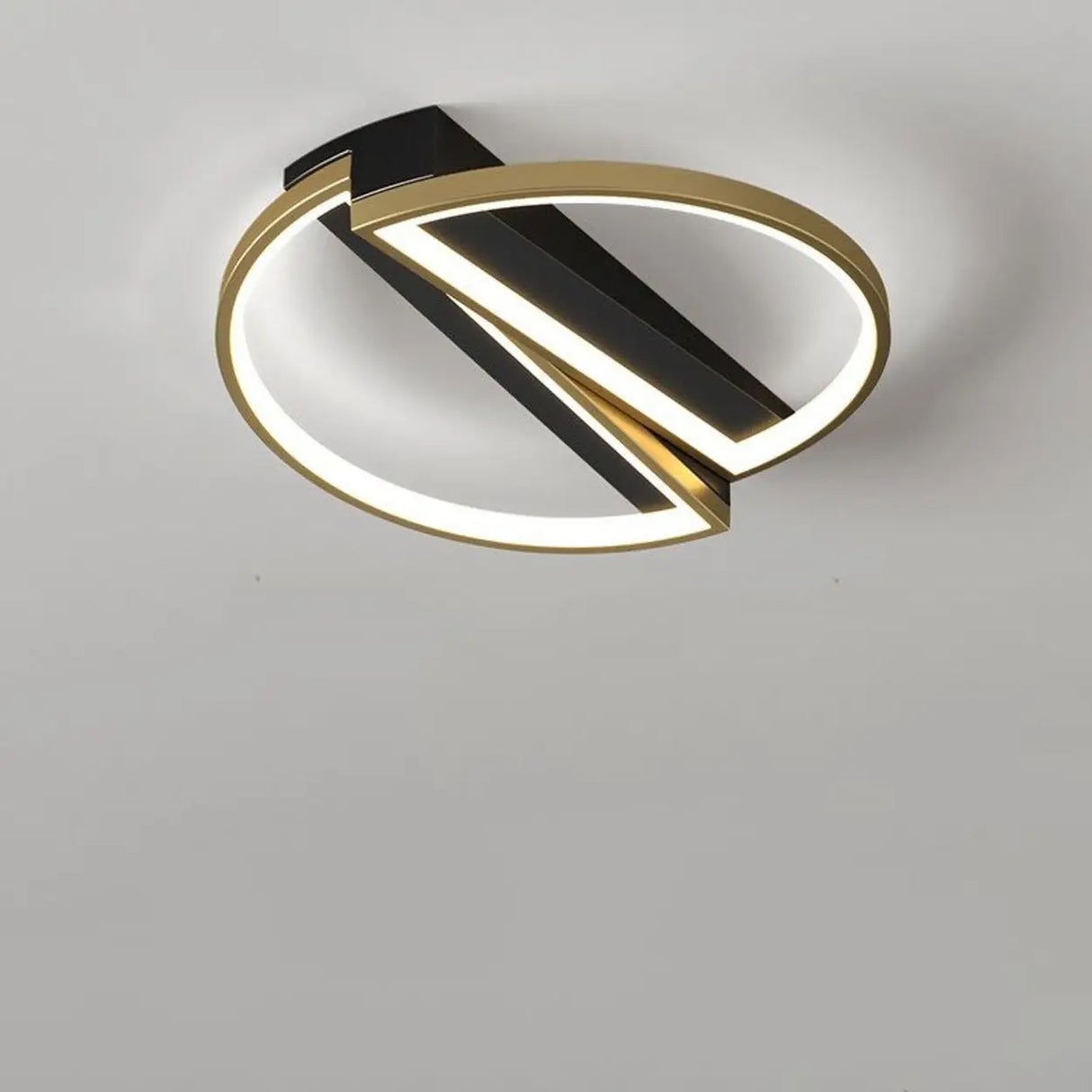 Bedroom Gold Rectangular LED Semi-Flush Mount Light Image - 11