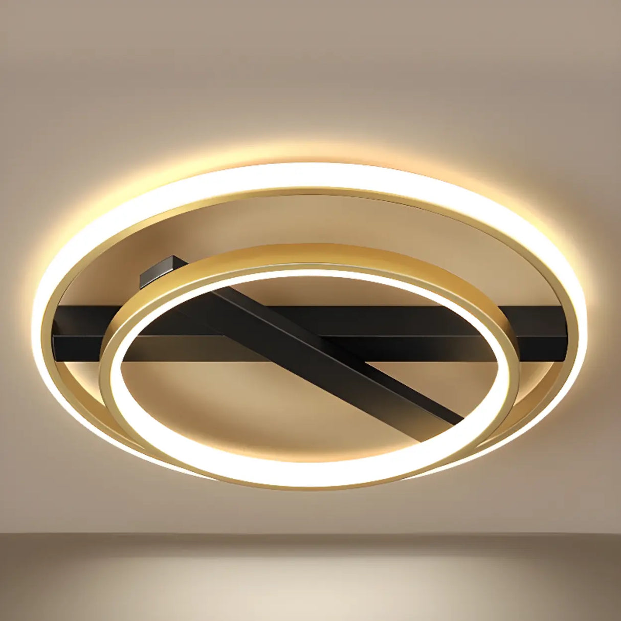 Bedroom Gold Rectangular LED Semi-Flush Mount Light Image - 14