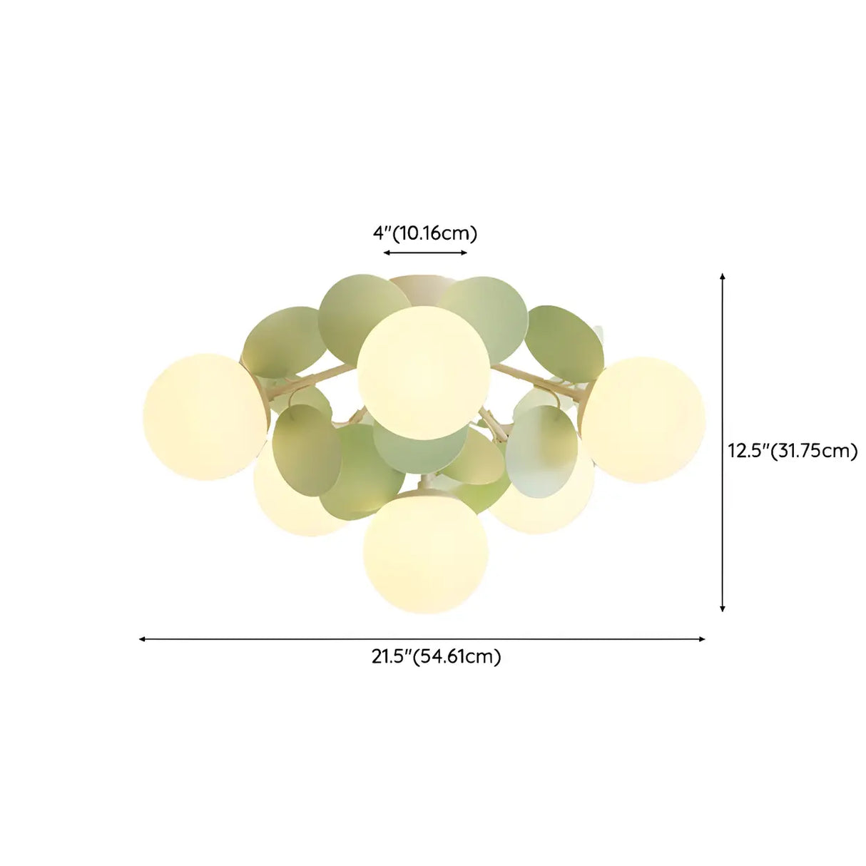 Bedroom Green Multi-Globe Glass Semi-Flush Mount Light