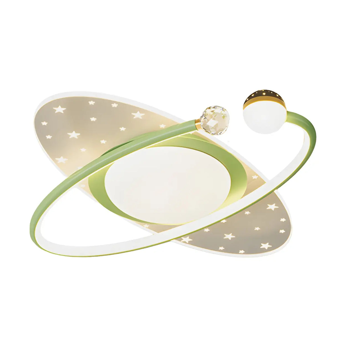 Bedroom Green Rectangular Flush Mount Ceiling Light Image - 9