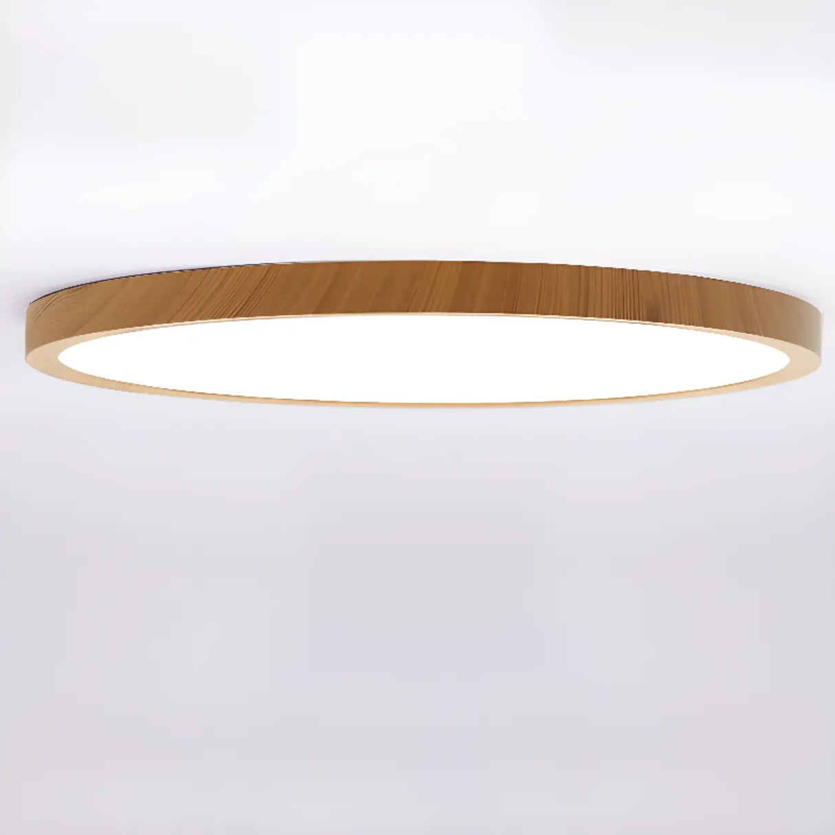 Bedroom Minimalist Round Wooden LED Flush Mount Light Image - 1