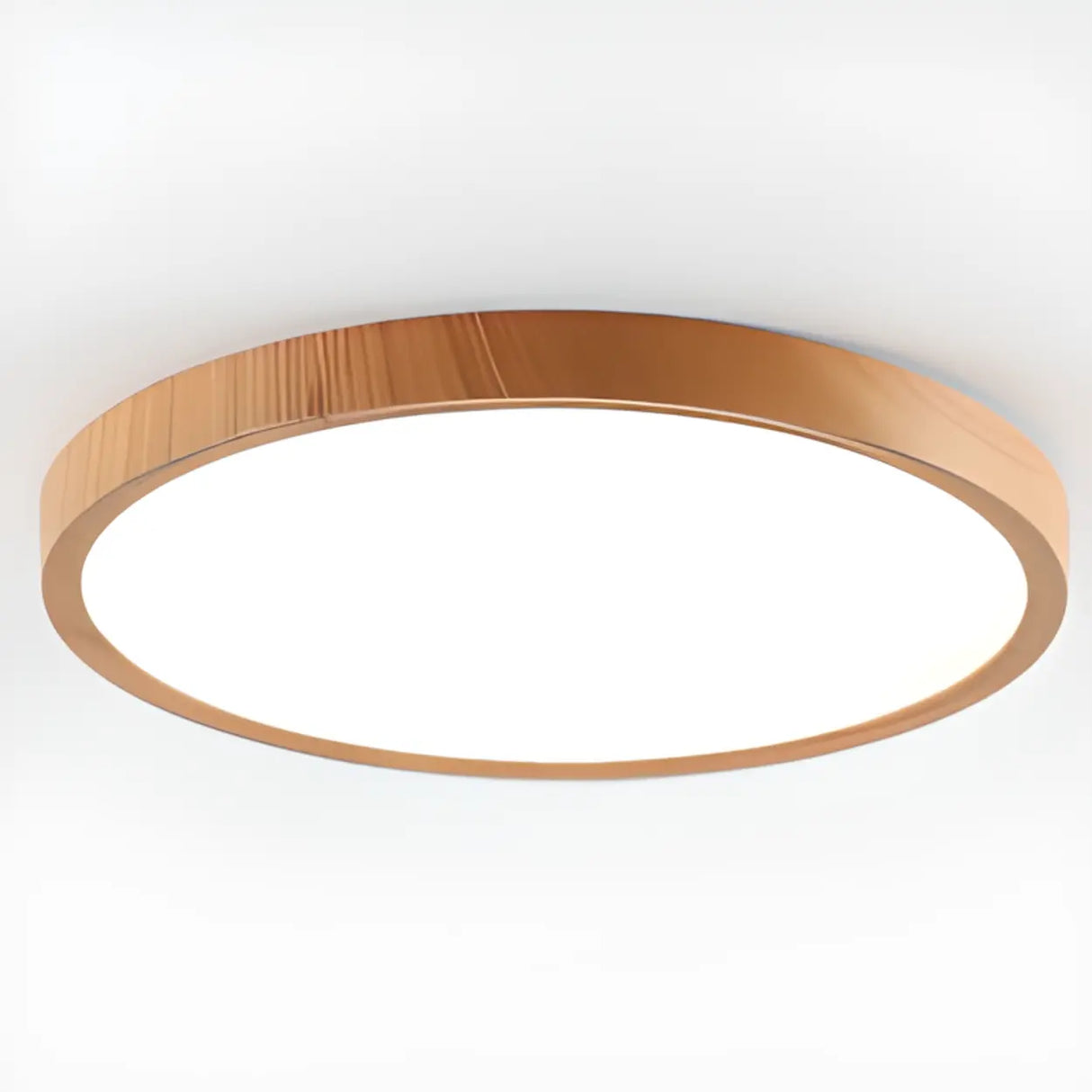 Bedroom Minimalist Round Wooden LED Flush Mount Light Image - 10