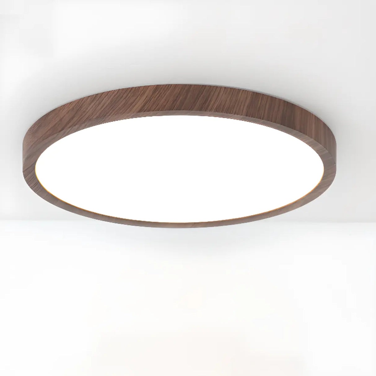 Bedroom Minimalist Round Wooden LED Flush Mount Light Image - 13