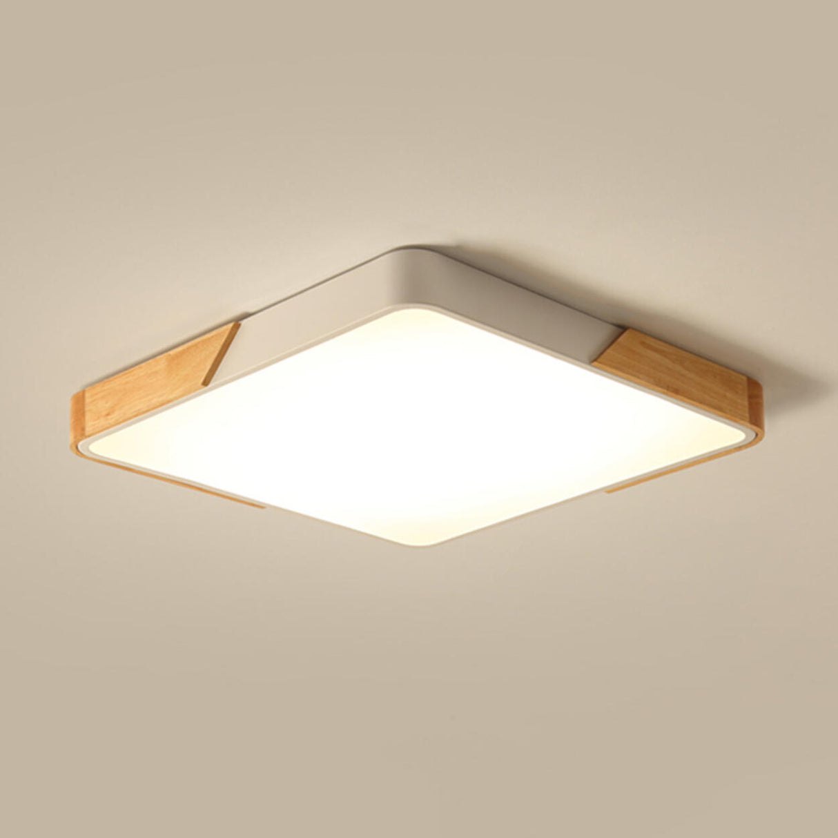 Bedroom Modern Square Wooden Flush Mount Ceiling Light Image - 8