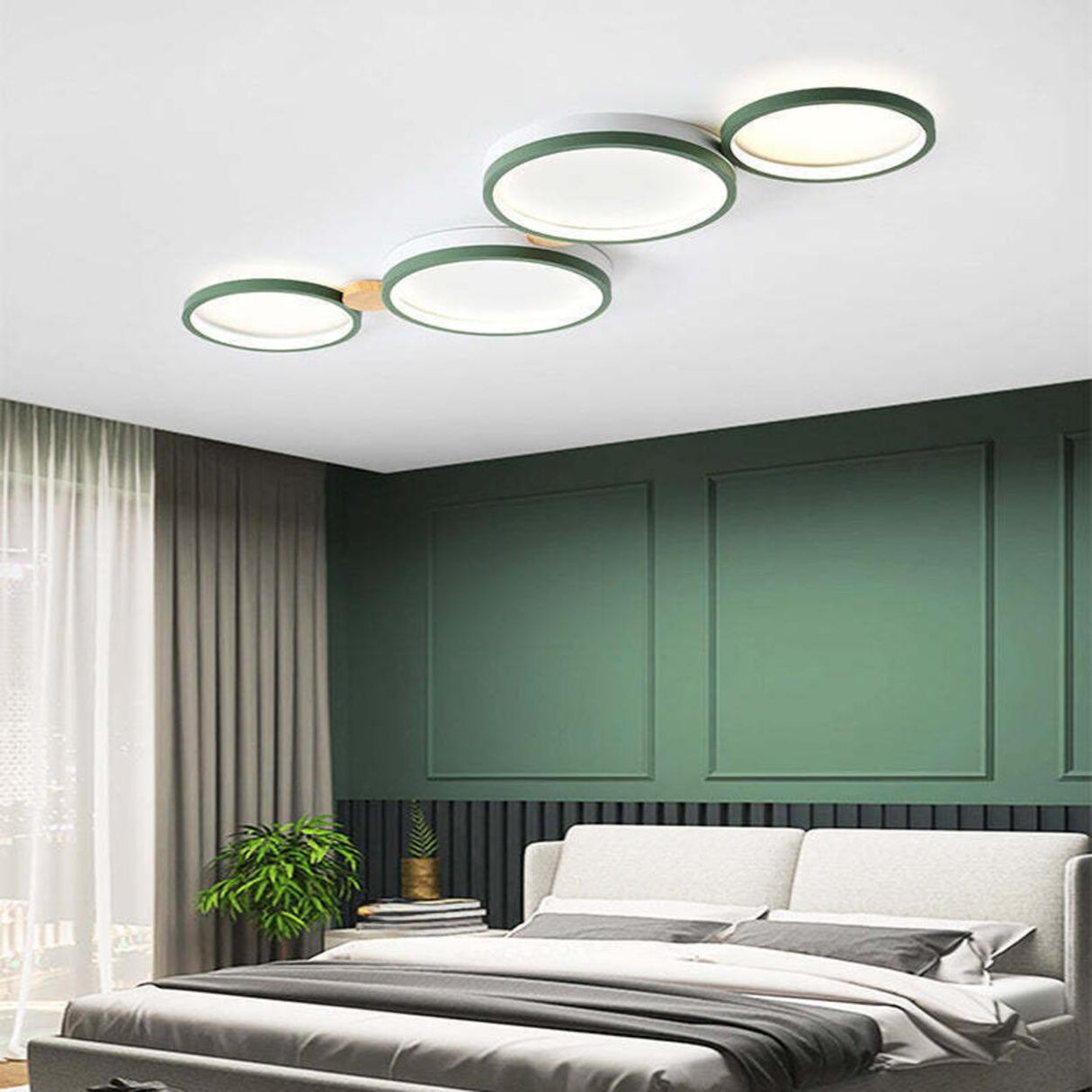 Bedroom Modular Grey Circle Flush Mount Light 6-Light Image - 2