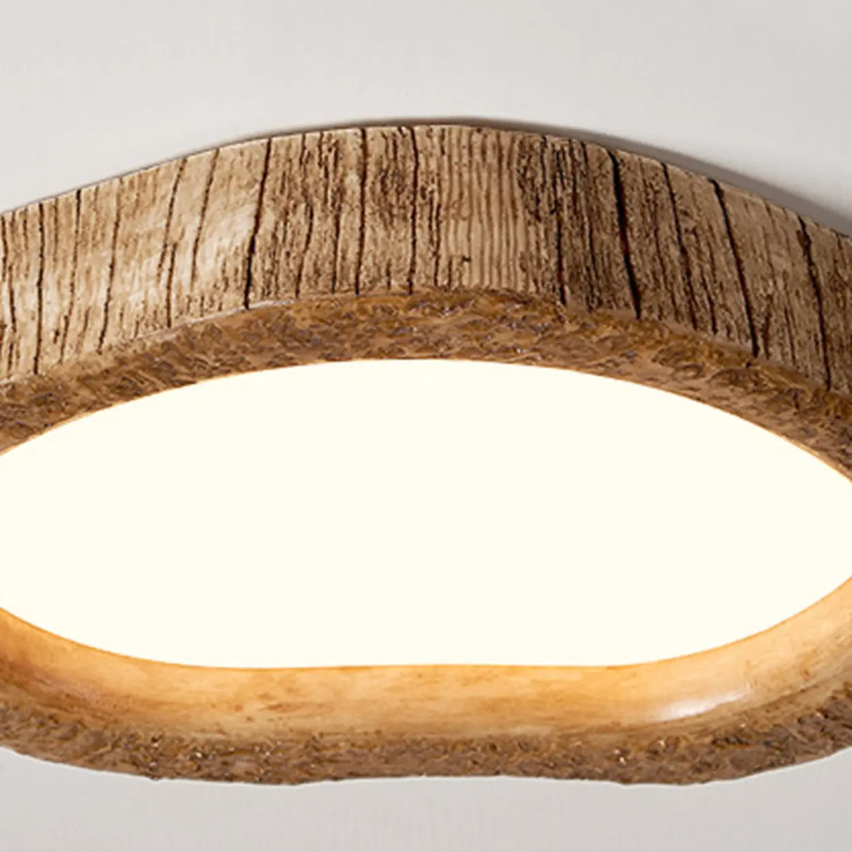 Bedroom Natural Brown Irregular Round Flush Mount Light Image - 10