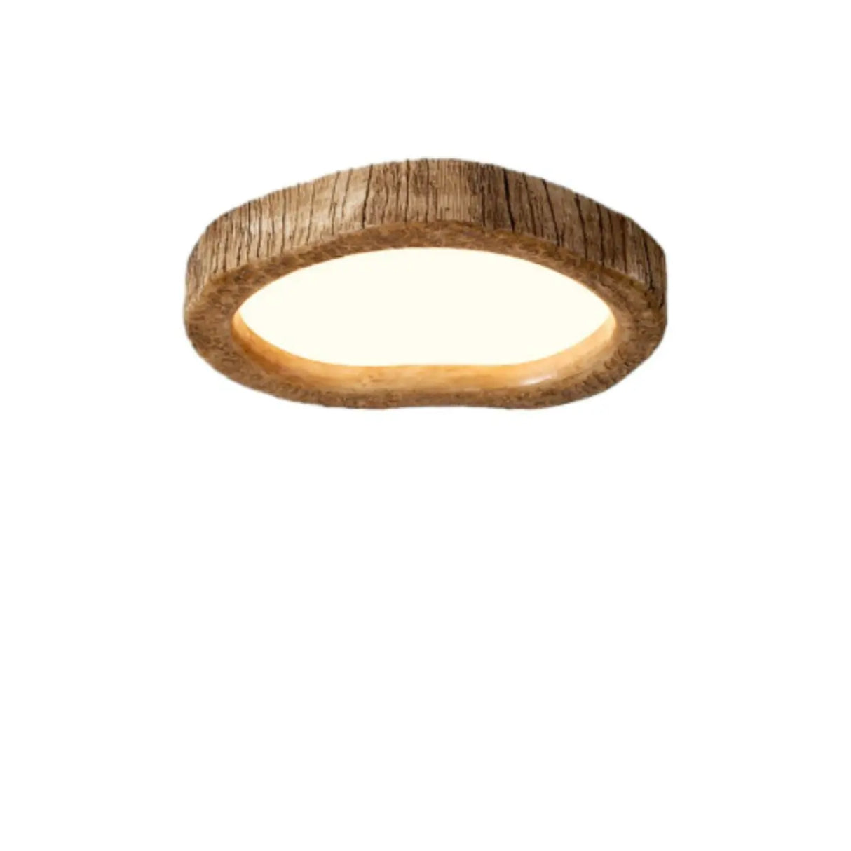 Bedroom Natural Brown Irregular Round Flush Mount Light Image - 3