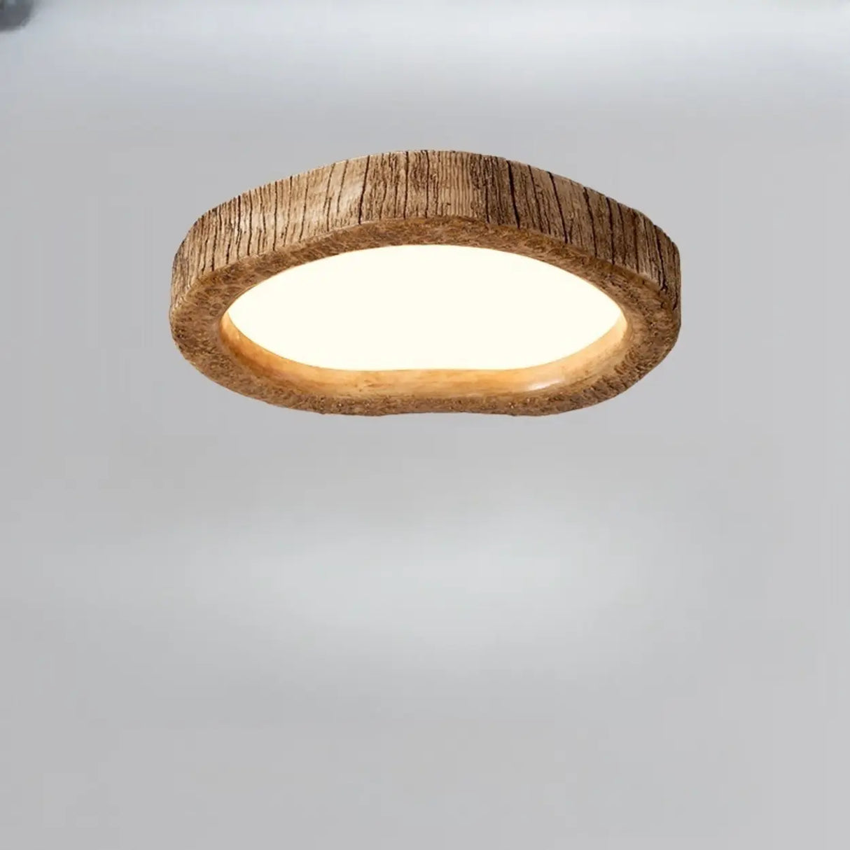 Bedroom Natural Brown Irregular Round Flush Mount Light Image - 9