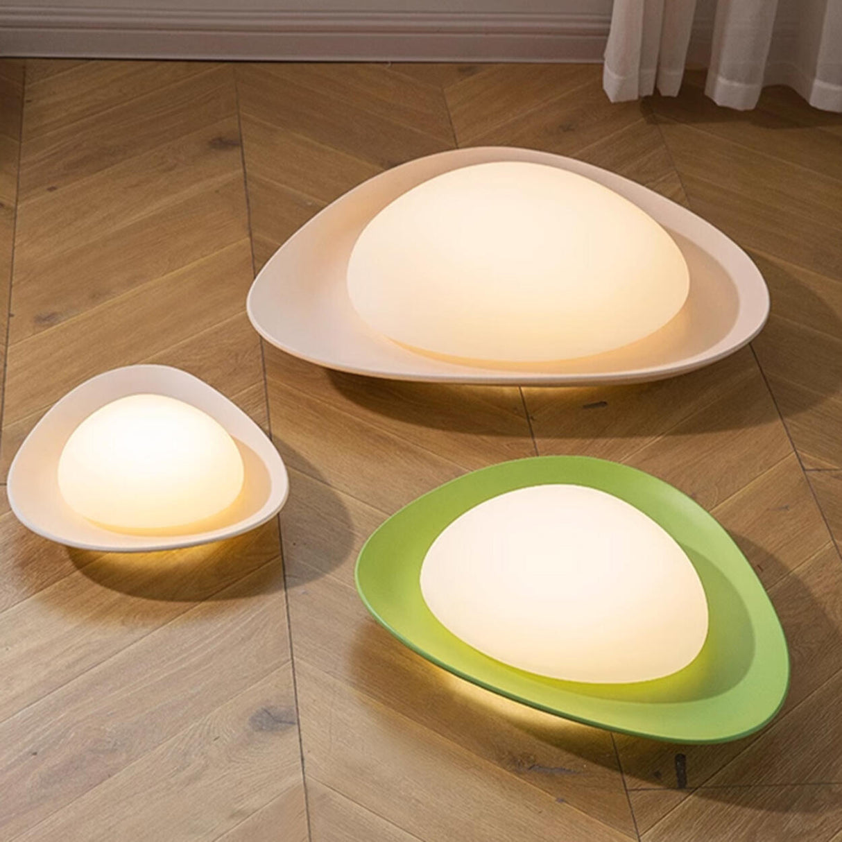 Bedroom Off-White Egg Resin Flush Mount Ceiling Light Image - 20