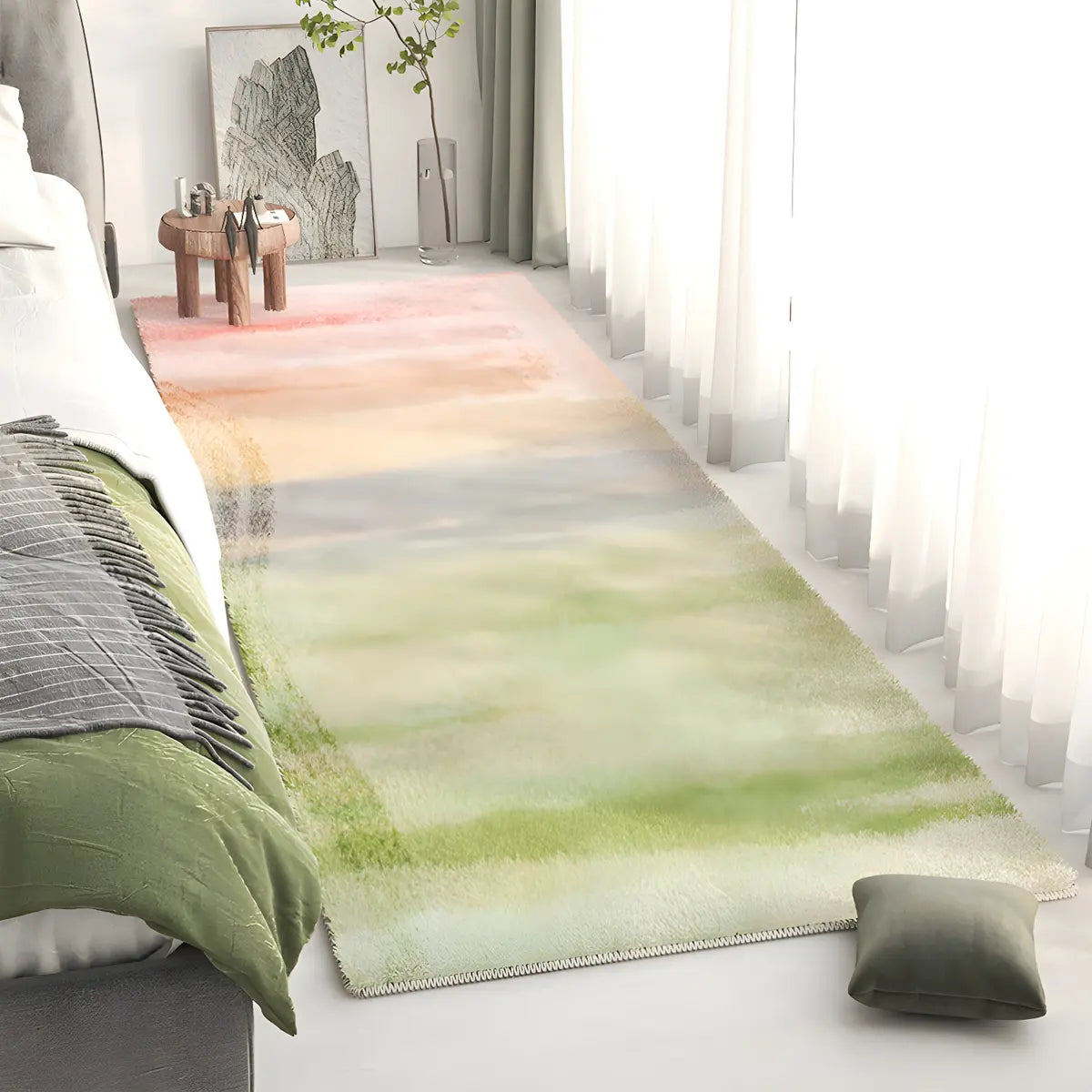 Bedroom Pet Friendly Rectangle Lambswool Ombre Area Rug Image - 11